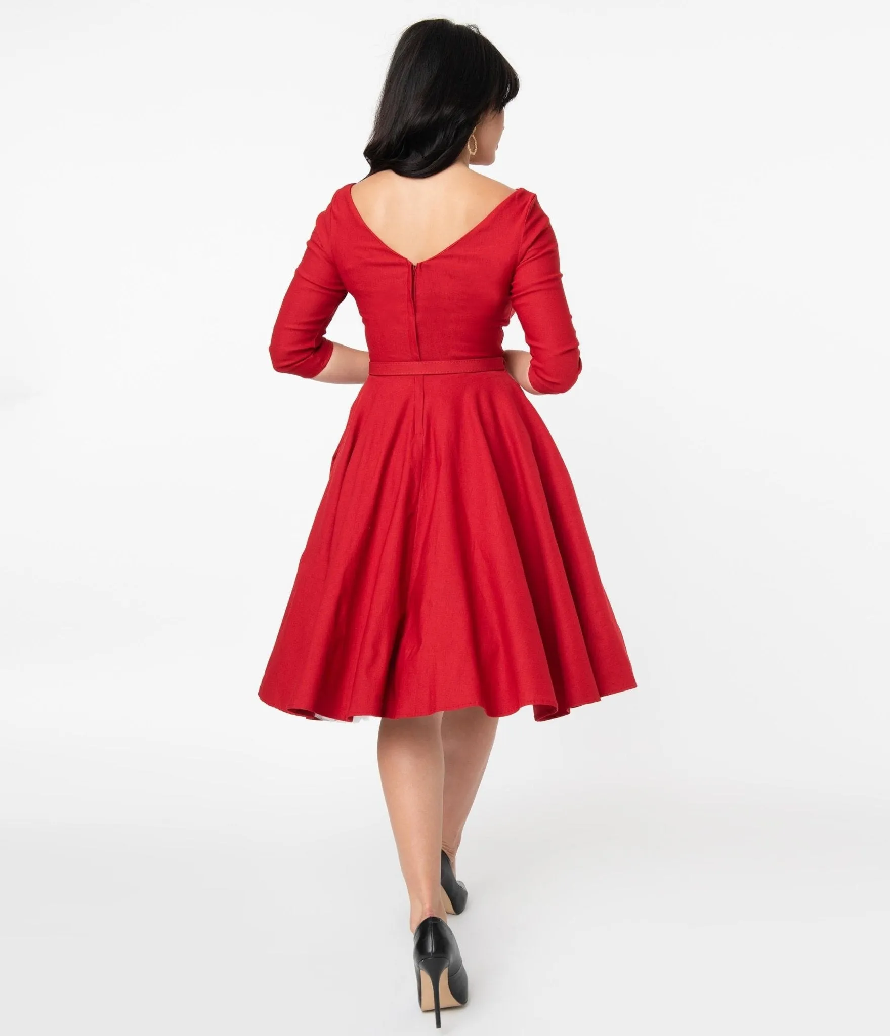 Unique Vintage 1950s Red Devon Swing Dress sold by Unique Vintage product image thumbnail 3