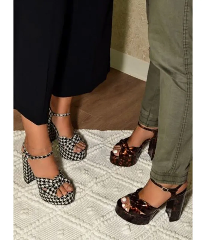 Black & White Houndstooth Platform Heels made by Wild Diva