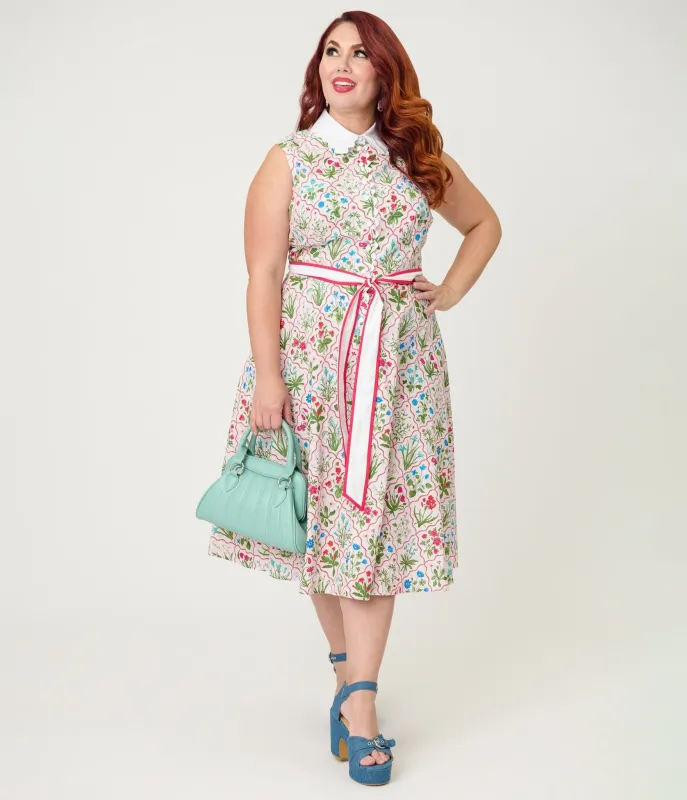 Unique Vintage Plus Size Floral Diamond Darlene Swing Dress made by Unique Vintage