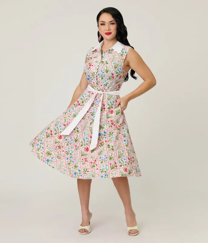 Unique Vintage Floral Diamond Darlene Swing Dress made by Unique Vintage