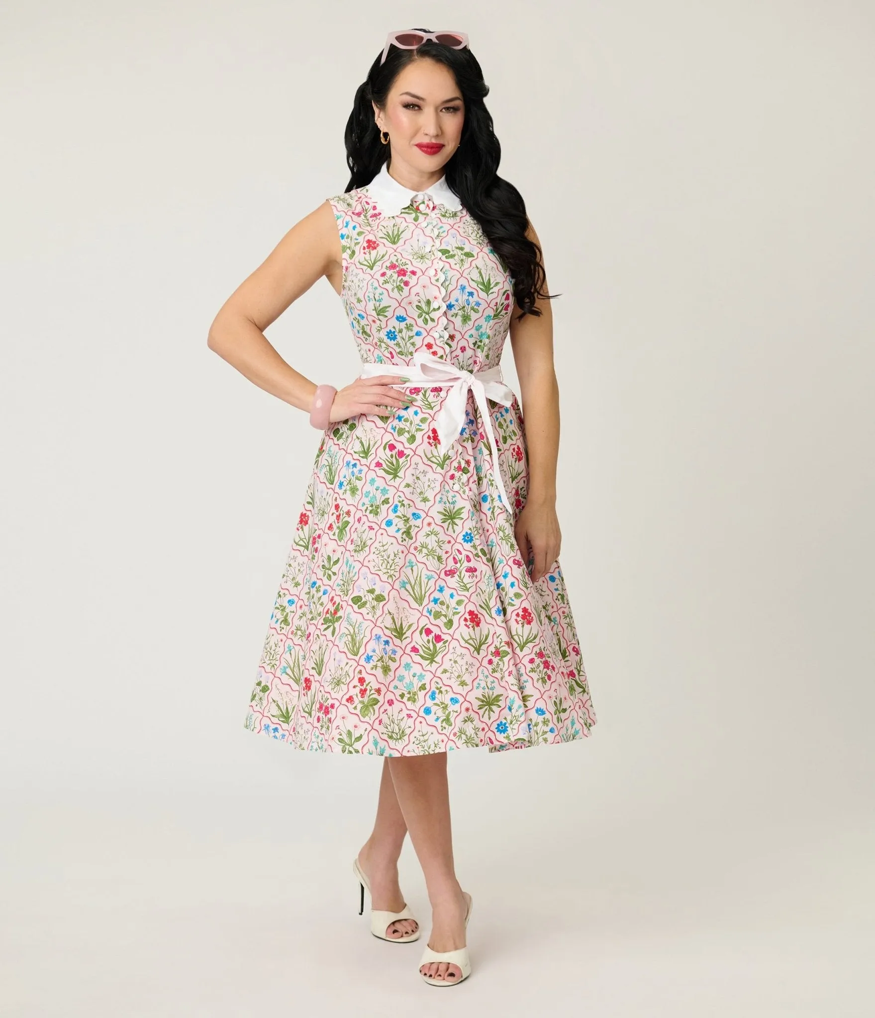 Unique Vintage Floral Diamond Darlene Swing Dress sold by Unique Vintage product image thumbnail 3