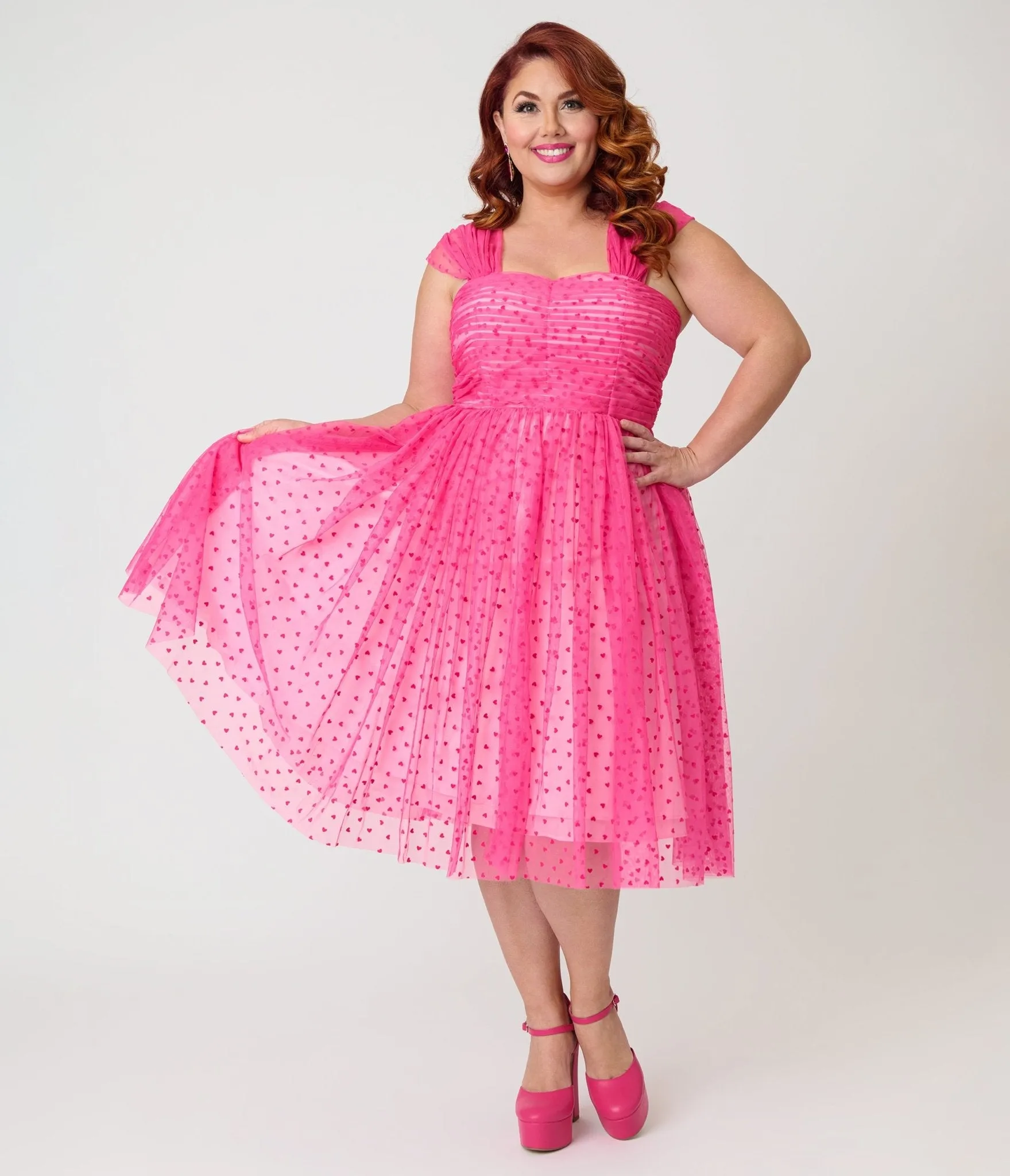 Unique Vintage Plus Size Hot Pink Garden State Swing Dress sold by Unique Vintage product image thumbnail 4