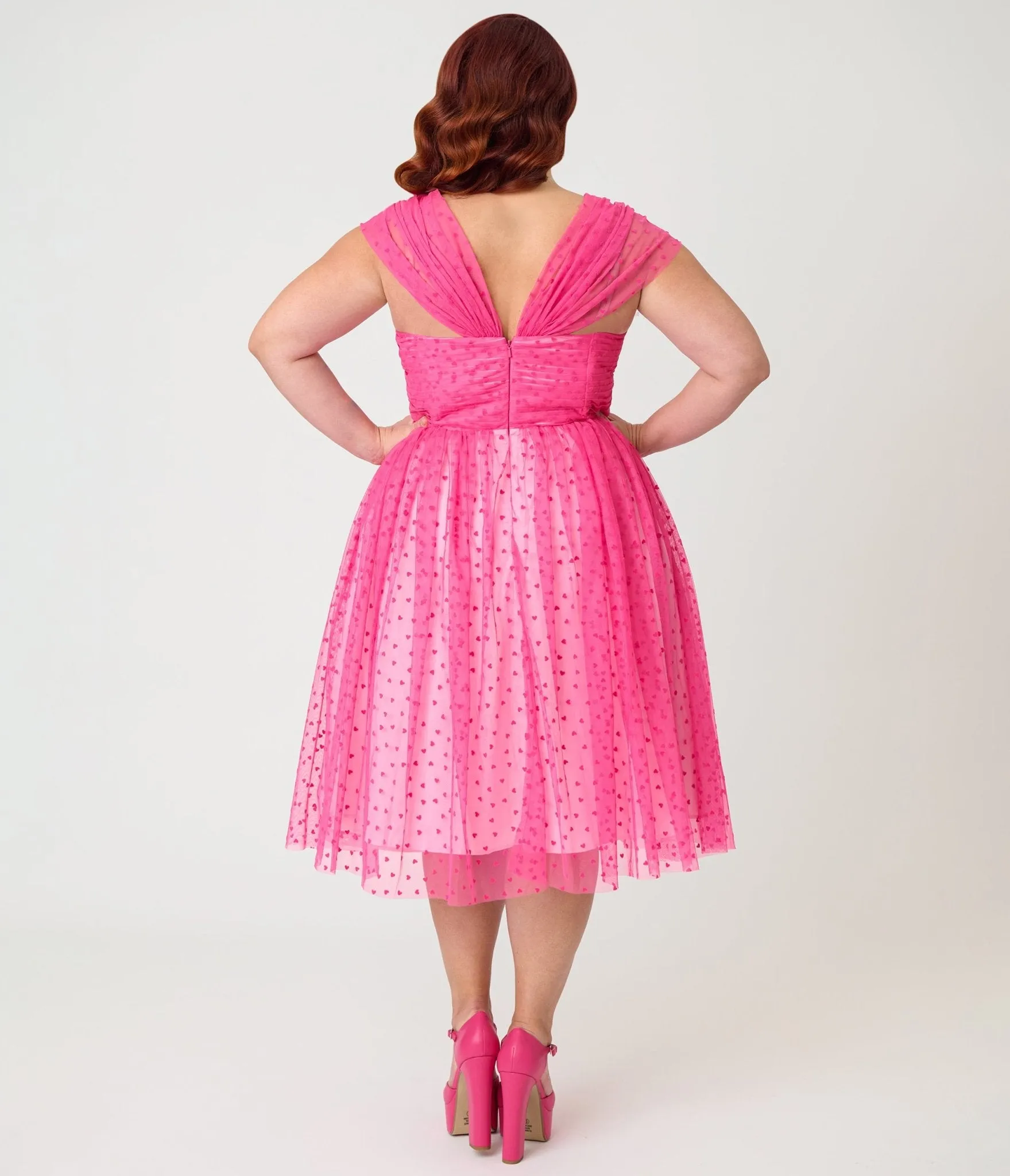 Unique Vintage Plus Size Hot Pink Garden State Swing Dress sold by Unique Vintage product image thumbnail 2