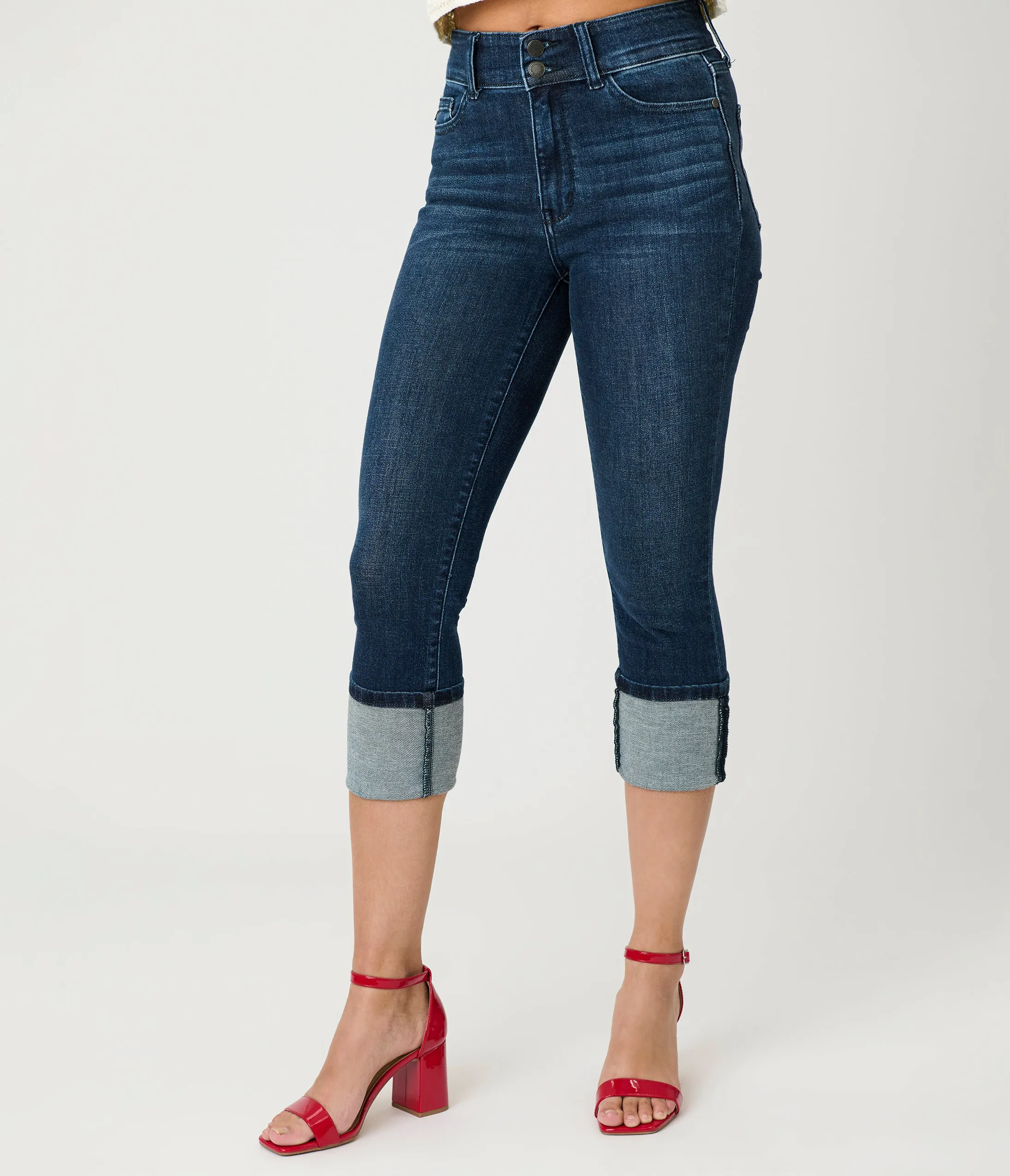 Denim High Waist Double Button Capri Jeans sold by Unique Vintage product image thumbnail 2
