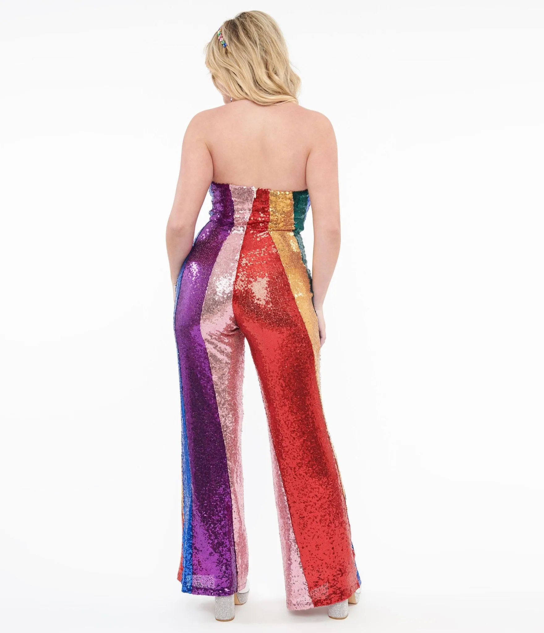 Smak Parlour 1960s Rainbow Sequin Glamour Goddess Jumpsuit sold by Unique Vintage product image thumbnail 2