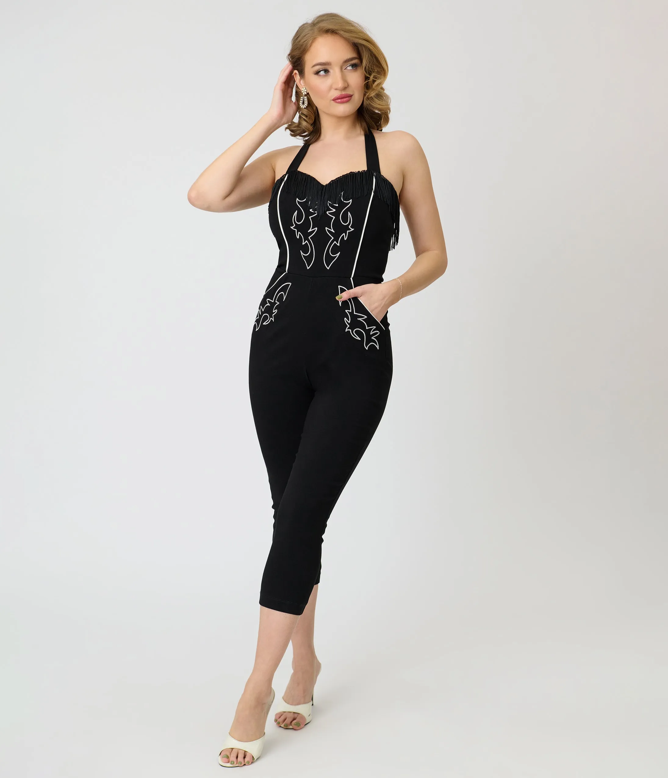 Unique Vintage Black & White Western Maines Jumpsuit sold by Unique Vintage product image thumbnail 3