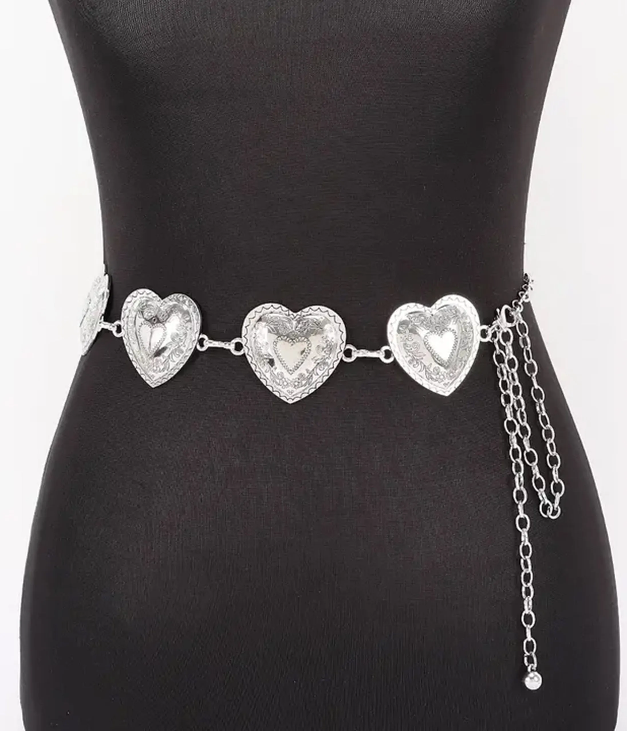 Silver Tone Western Heart Belt sold by Unique Vintage