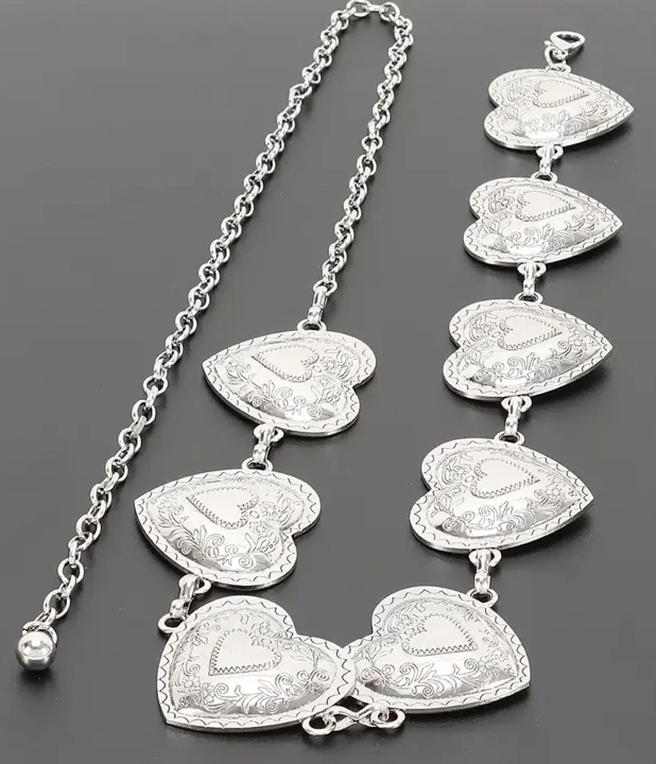 Silver Tone Western Heart Belt sold by Unique Vintage product image thumbnail 2