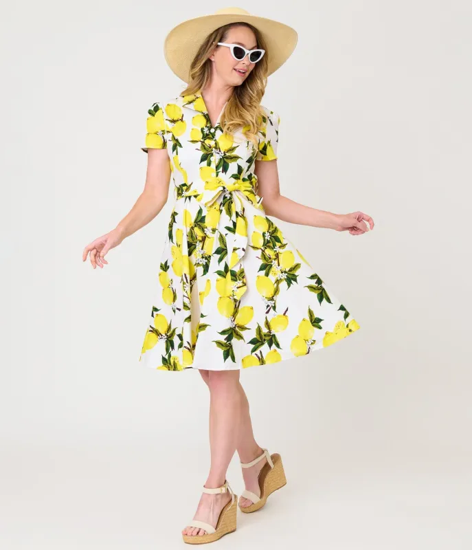 Lemon Yellow Button-Up Swing Dress made by Unique Vintage