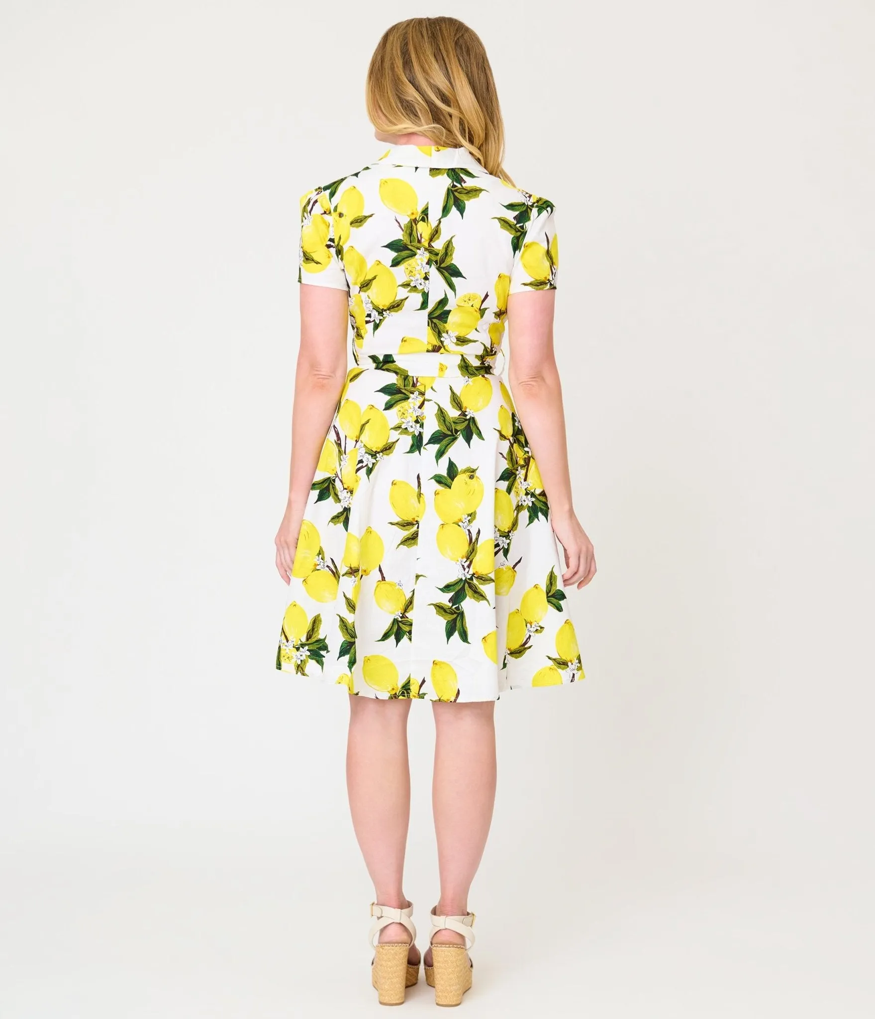 Lemon Yellow Button-Up Swing Dress sold by Unique Vintage product image thumbnail 2