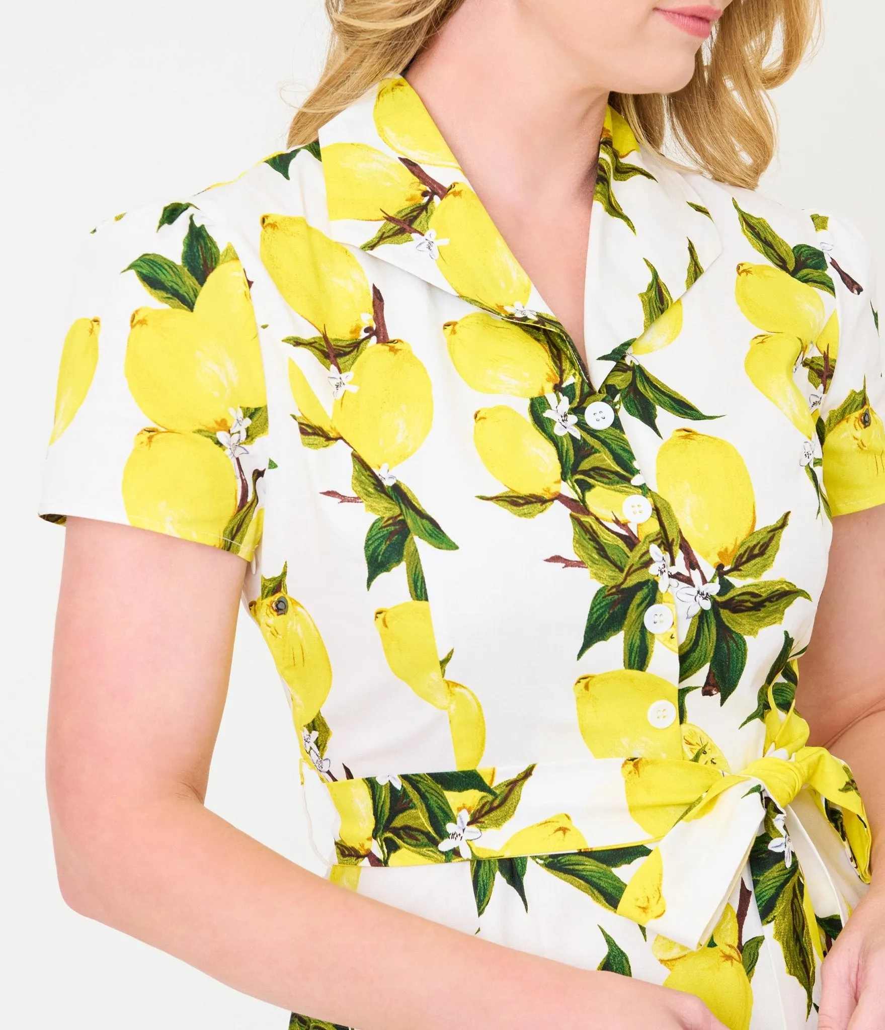 Lemon Yellow Button-Up Swing Dress sold by Unique Vintage product image thumbnail 5