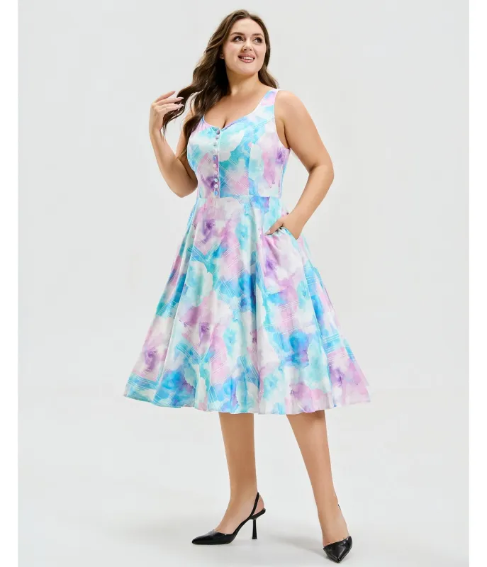 Plus Size Cotton Candy Skies Heidi Dress made by Unique Vintage