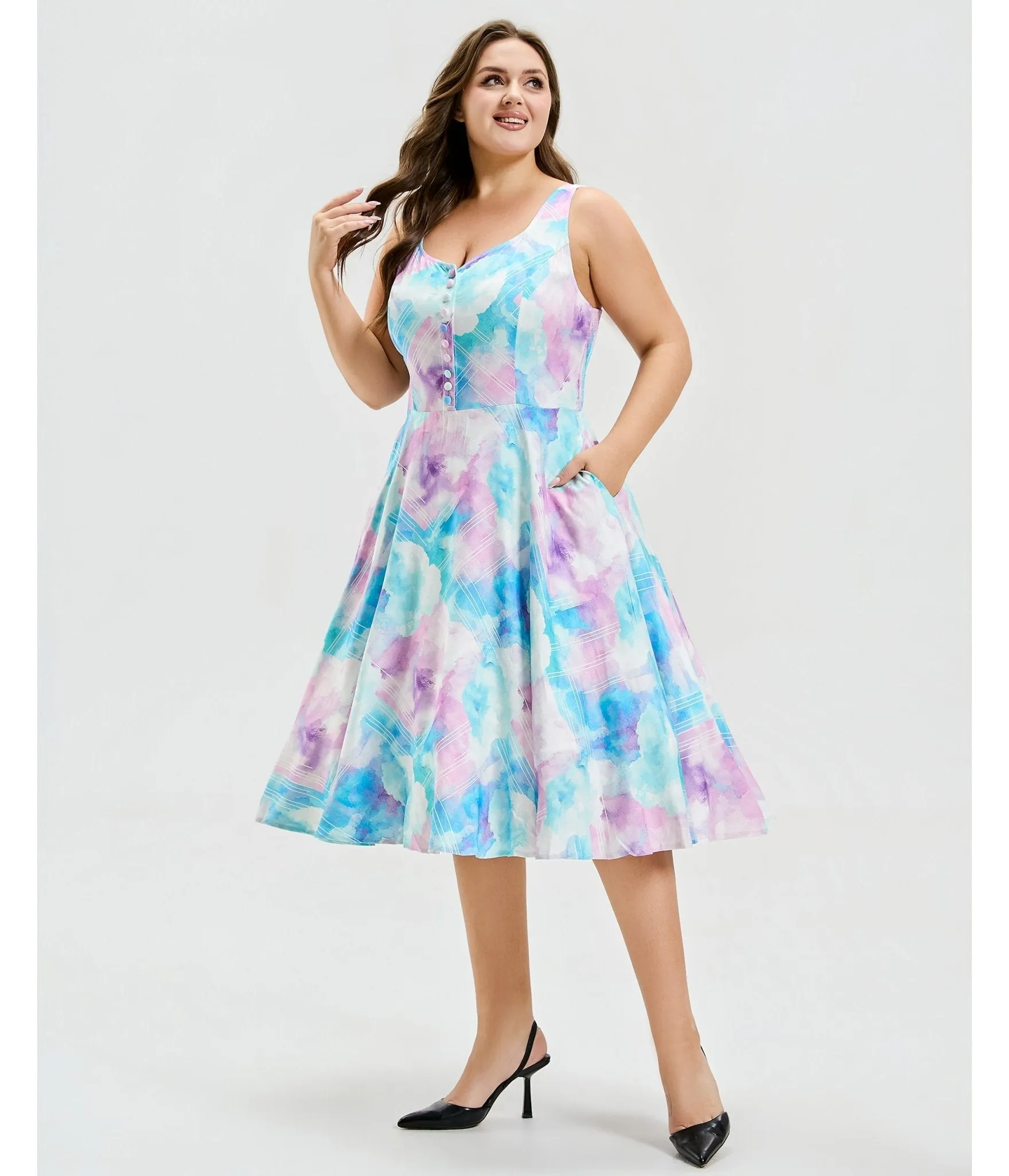 Plus Size Cotton Candy Skies Heidi Dress sold by Unique Vintage