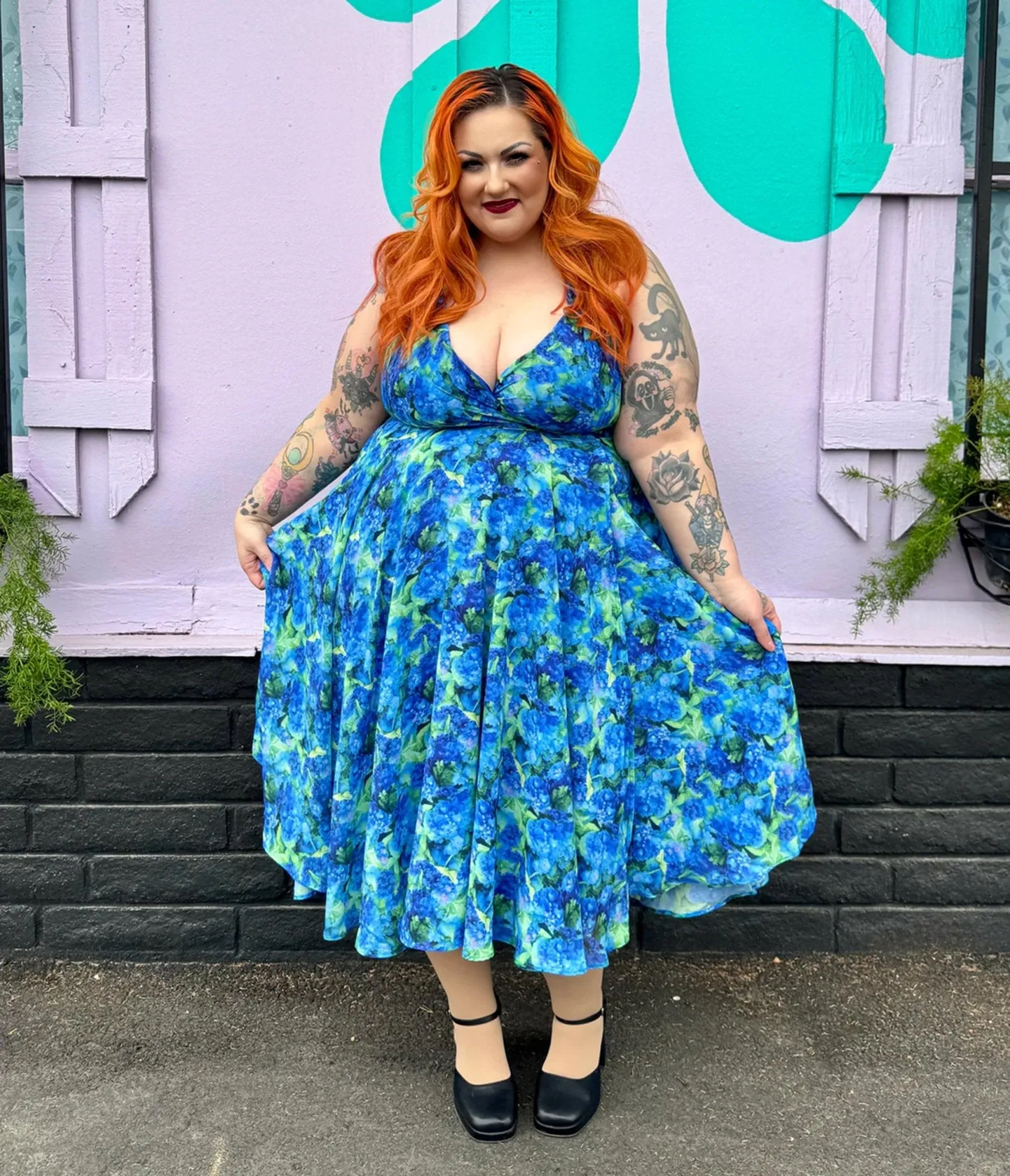 Rockin Bettie Blue Wild Carnation Dress sold by Unique Vintage product image thumbnail 4