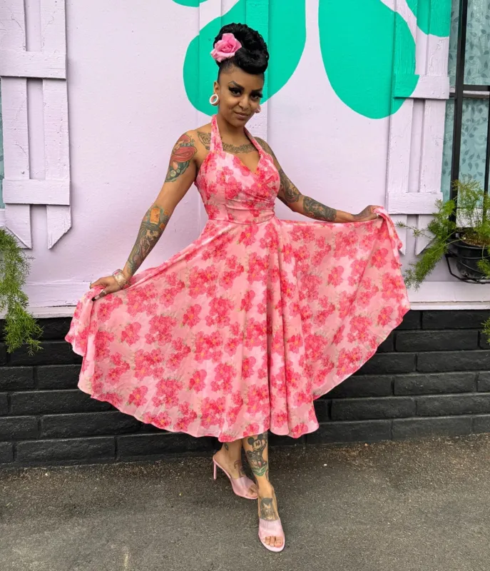 Rockin Bettie Pink Wild Carnation Dress made by Unique Vintage