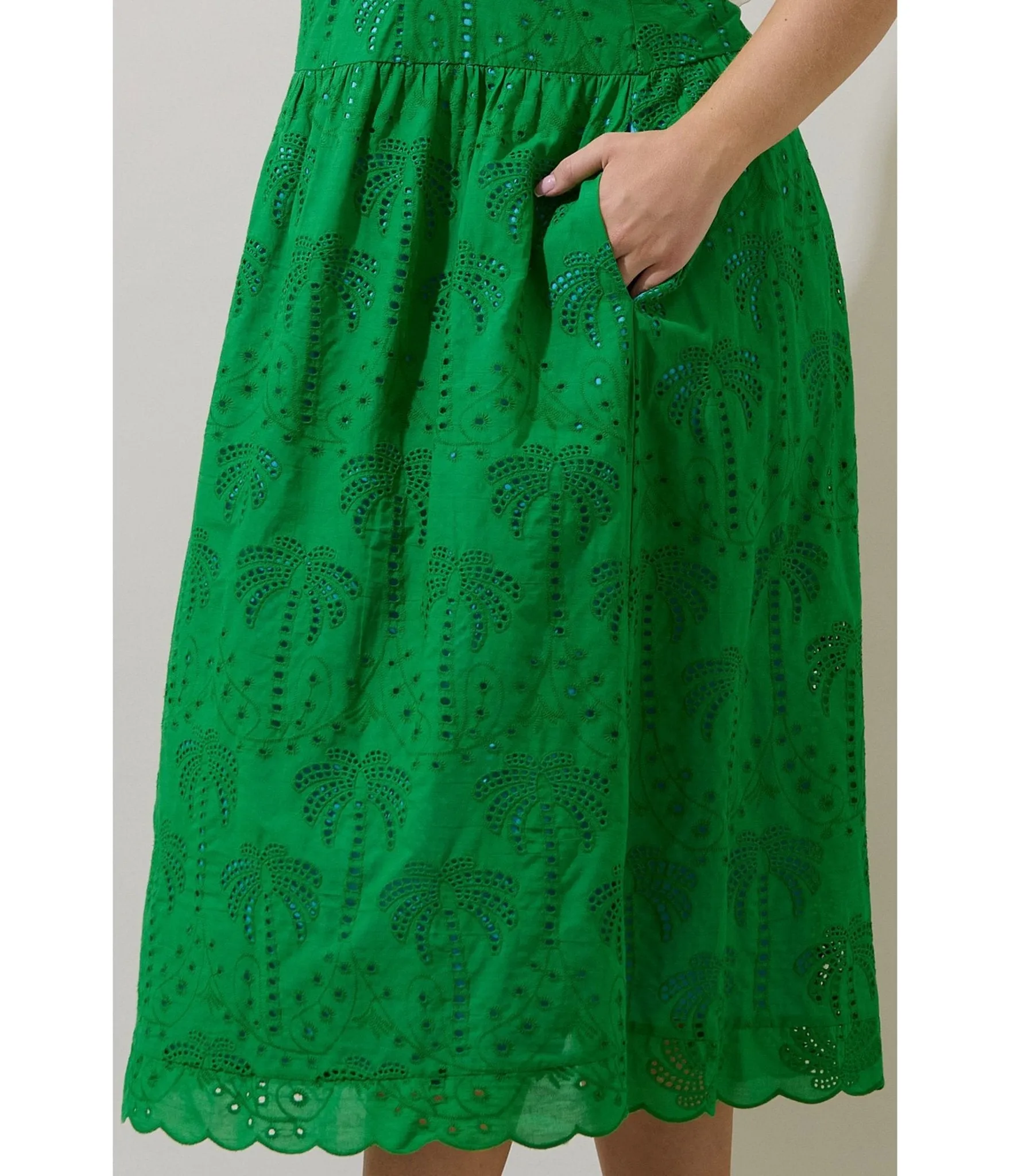 Plus Size Green Eyelet Midi Dress sold by Unique Vintage product image thumbnail 4