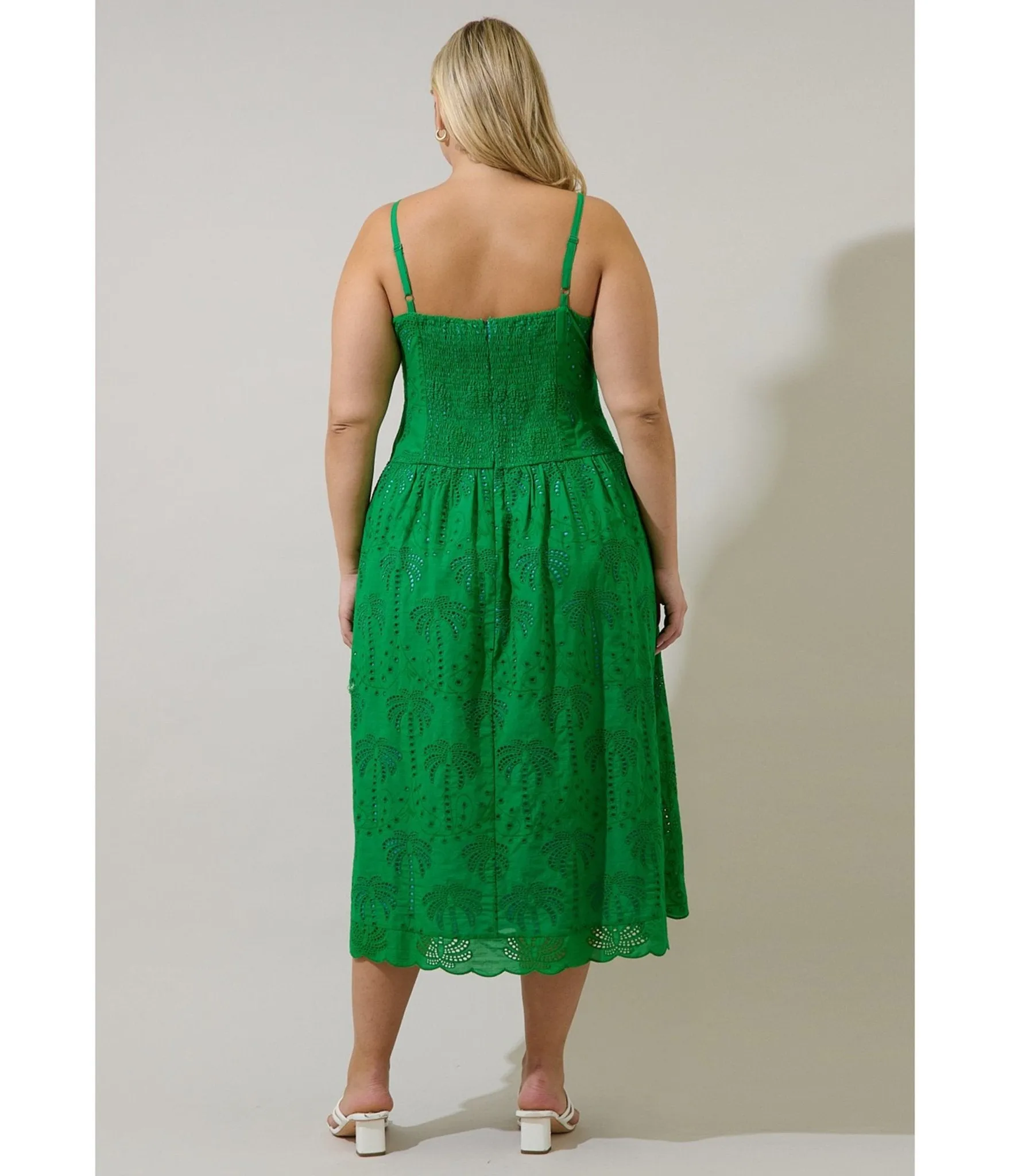Plus Size Green Eyelet Midi Dress sold by Unique Vintage product image thumbnail 2