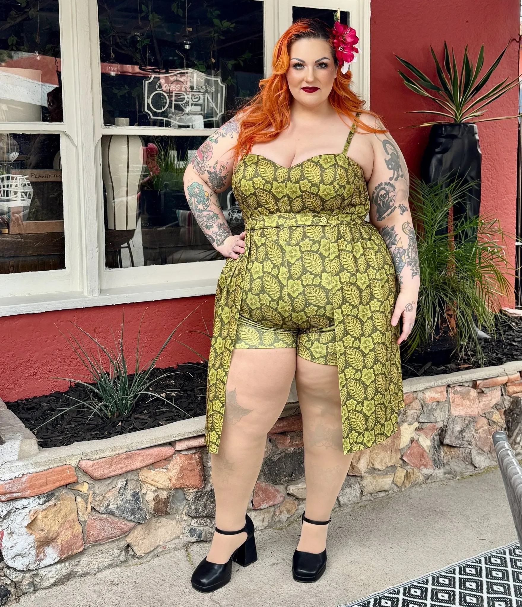 Rockin Bettie Lime Green Tiki Romper sold by Unique Vintage product image thumbnail 5