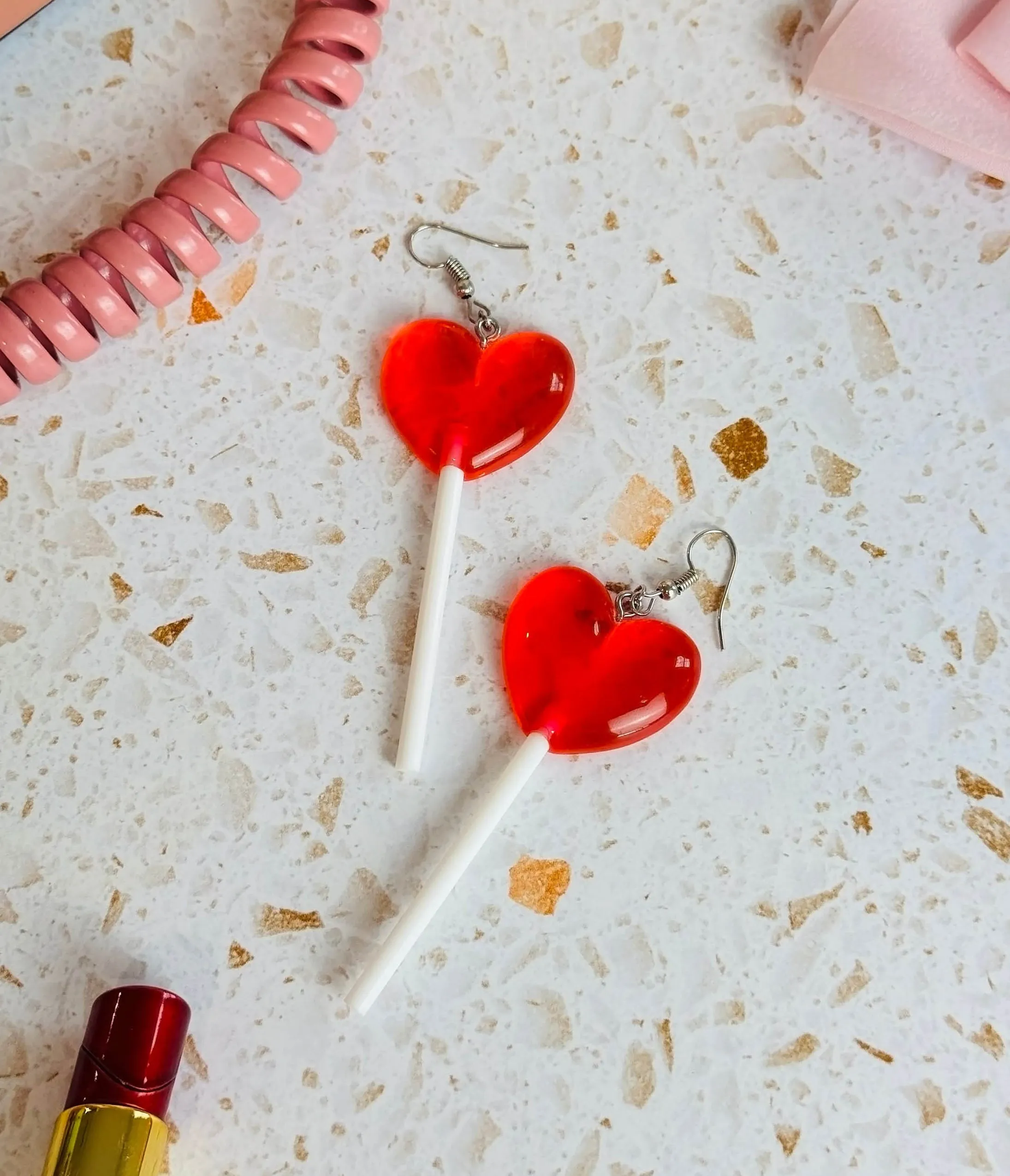 Red Heart Lolli Earrings sold by Unique Vintage product image thumbnail 2