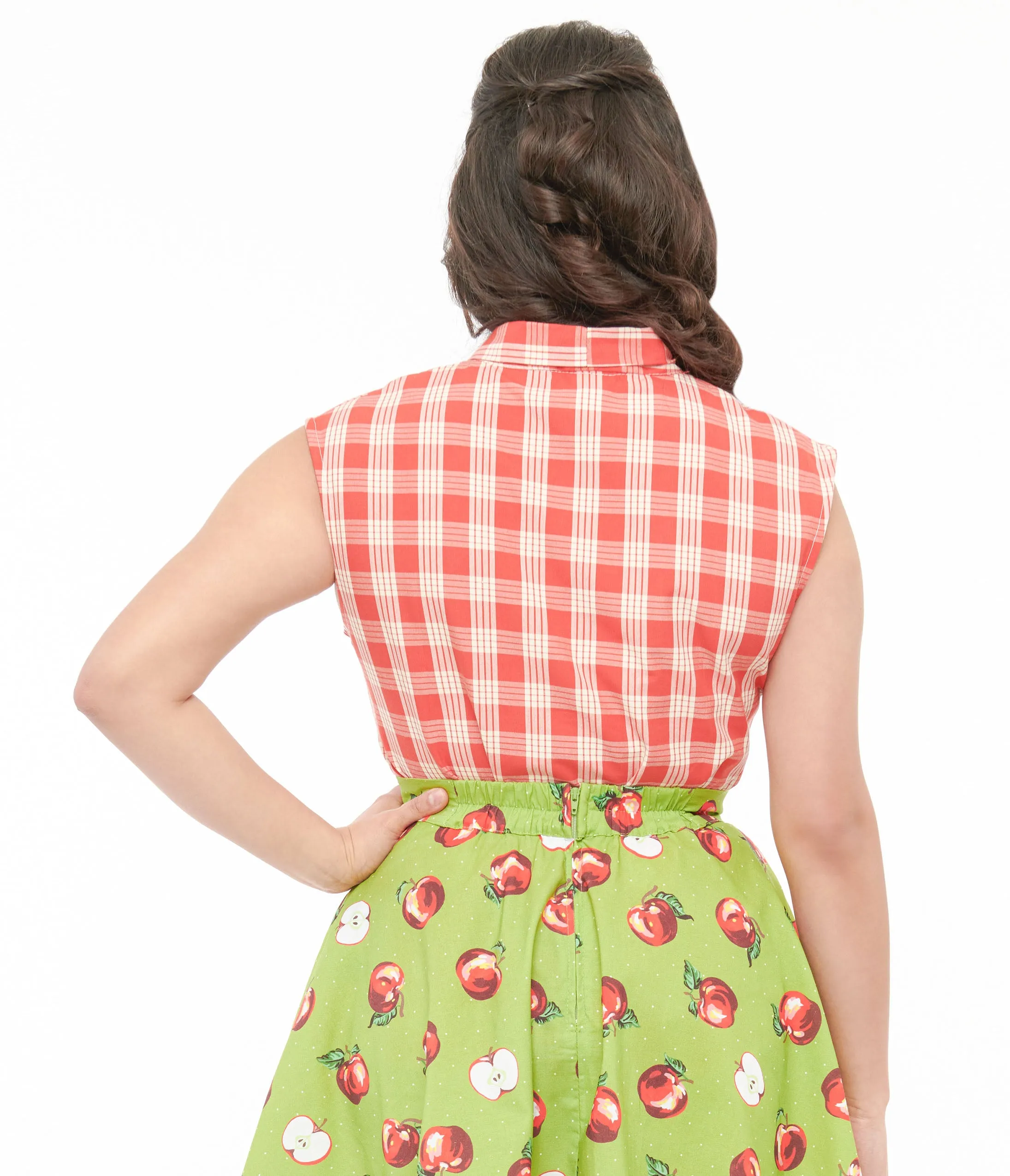 Retrolicious 1950s Red & White Gingham Cotton Bow Top sold by Unique Vintage product image thumbnail 2