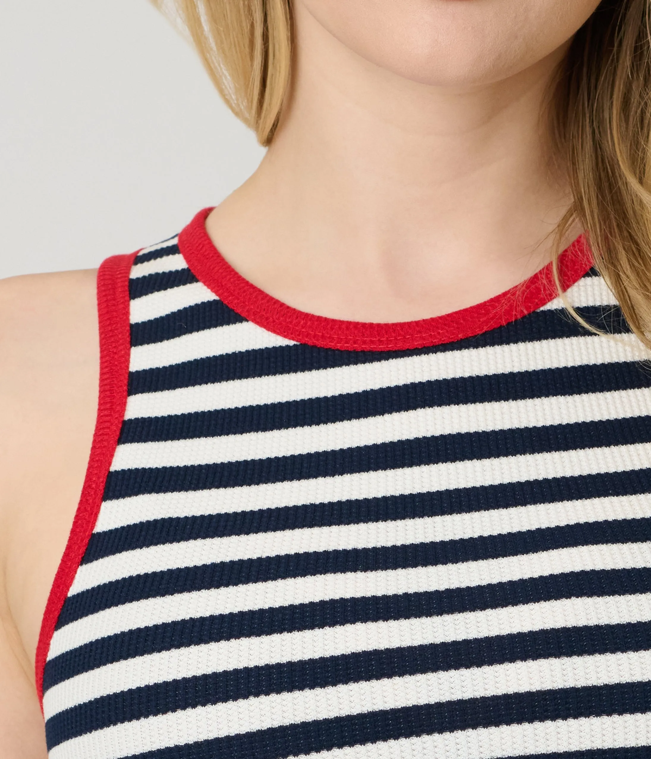 Navy & White Stripe Crop Tank Top sold by Unique Vintage product image thumbnail 5