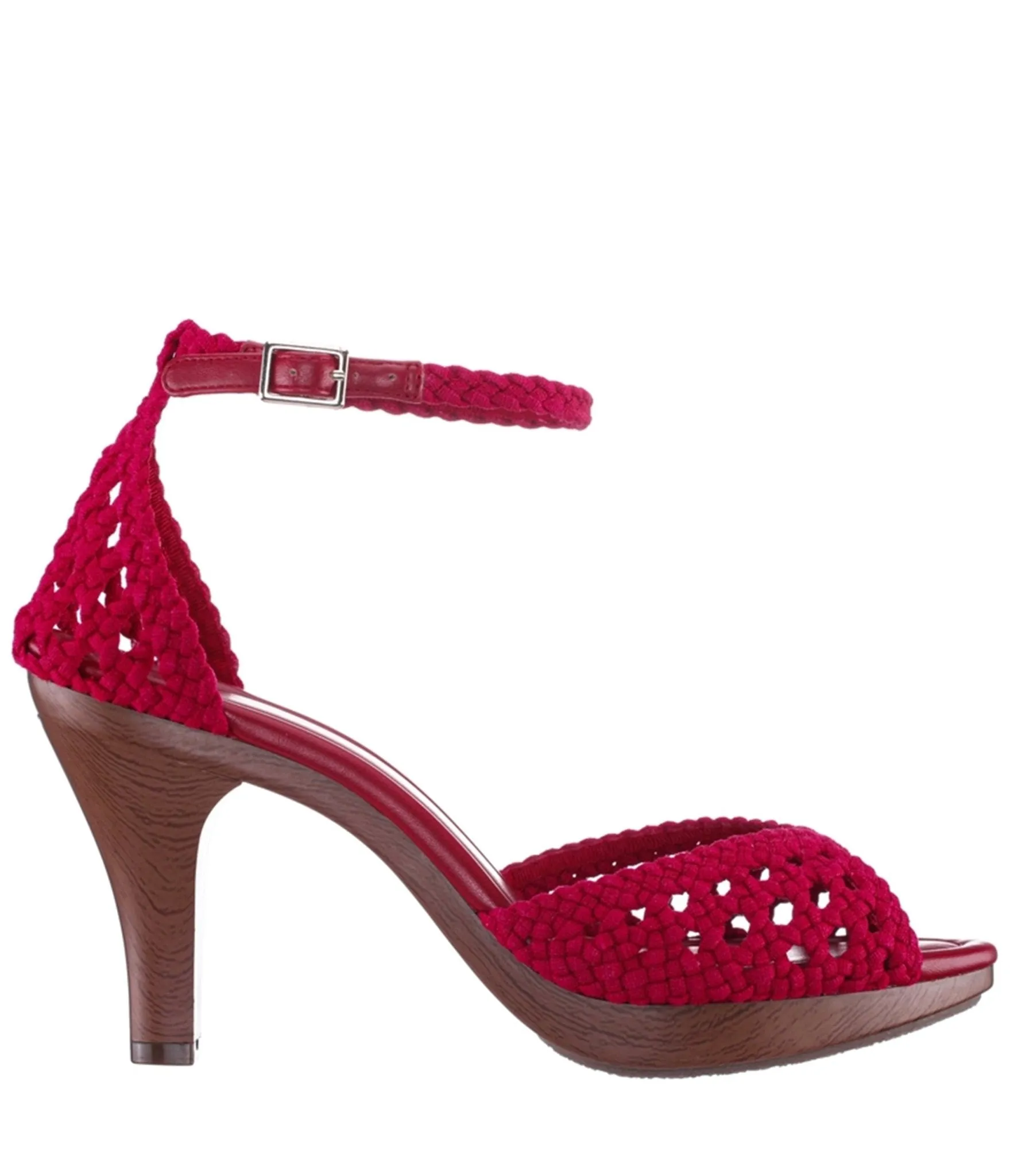 Red Woven Peep Toe Heels sold by Unique Vintage product image thumbnail 4