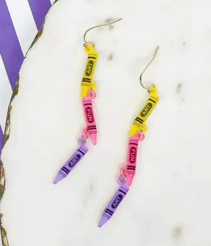 Crayon Dangle Earrings made by Unique Vintage