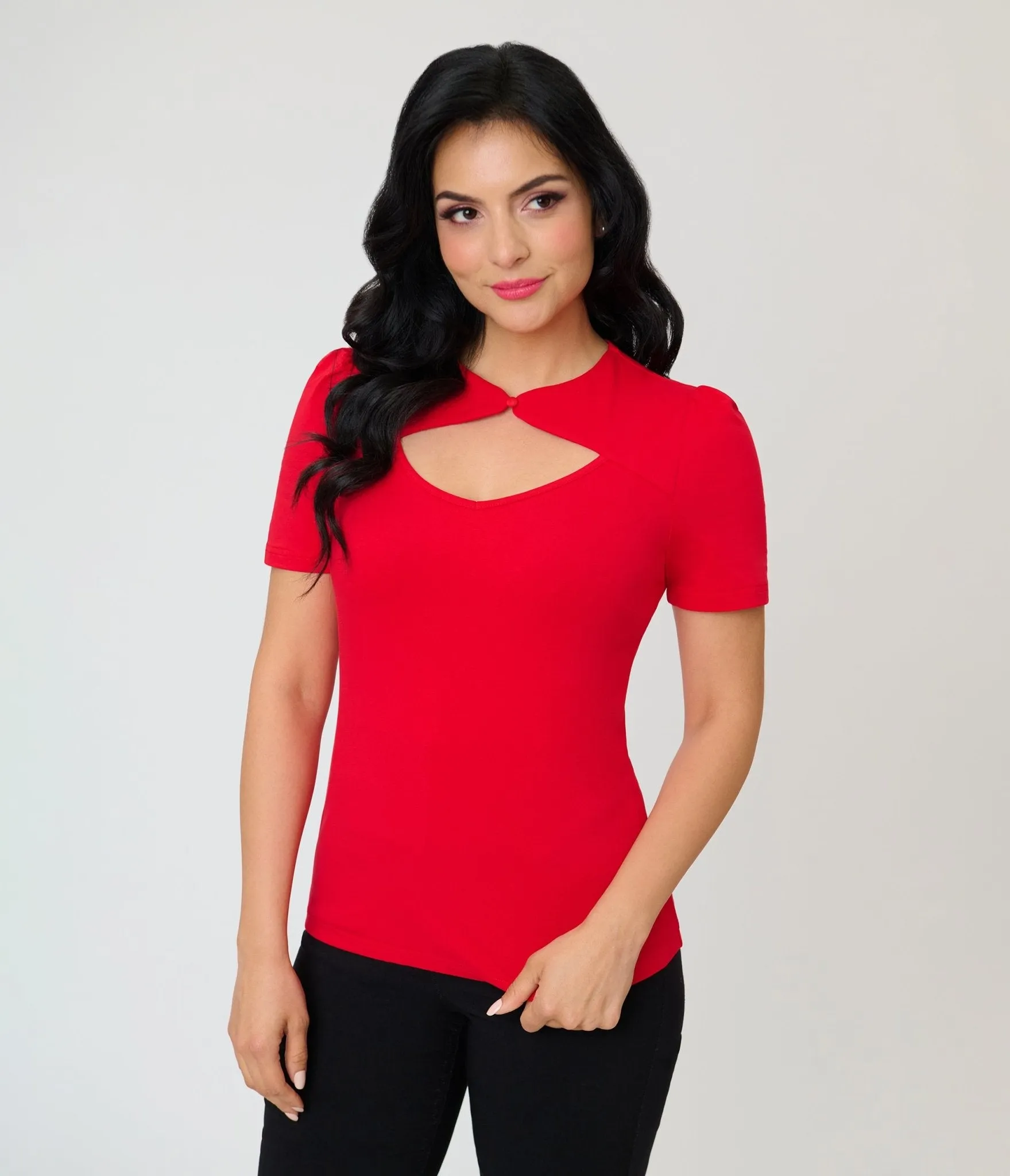 Red Cut Out Button Top sold by Unique Vintage product image thumbnail 3