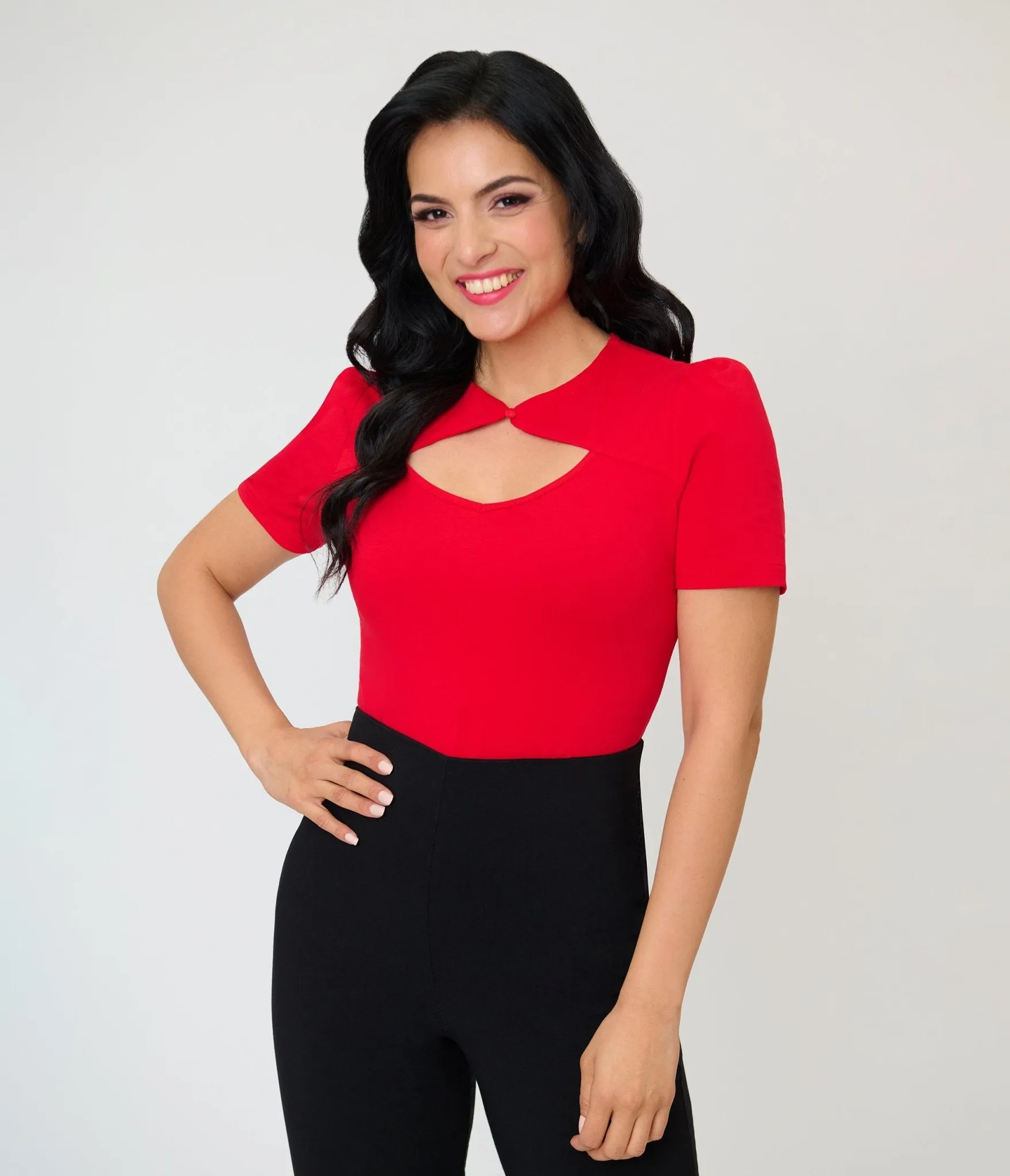 Red Cut Out Button Top sold by Unique Vintage product image thumbnail 4
