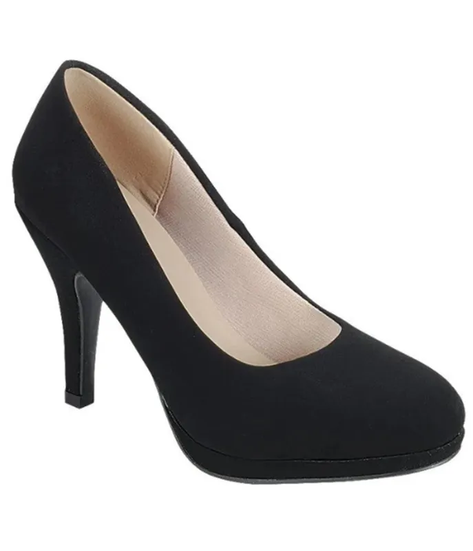 Black Nubuck Round Toe Heels made by Unique Vintage