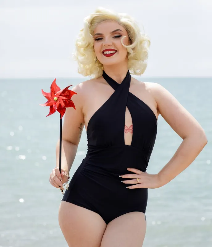 Bettylicious Retro Black Marilyn One Piece Swimsuit made by Unique Vintage