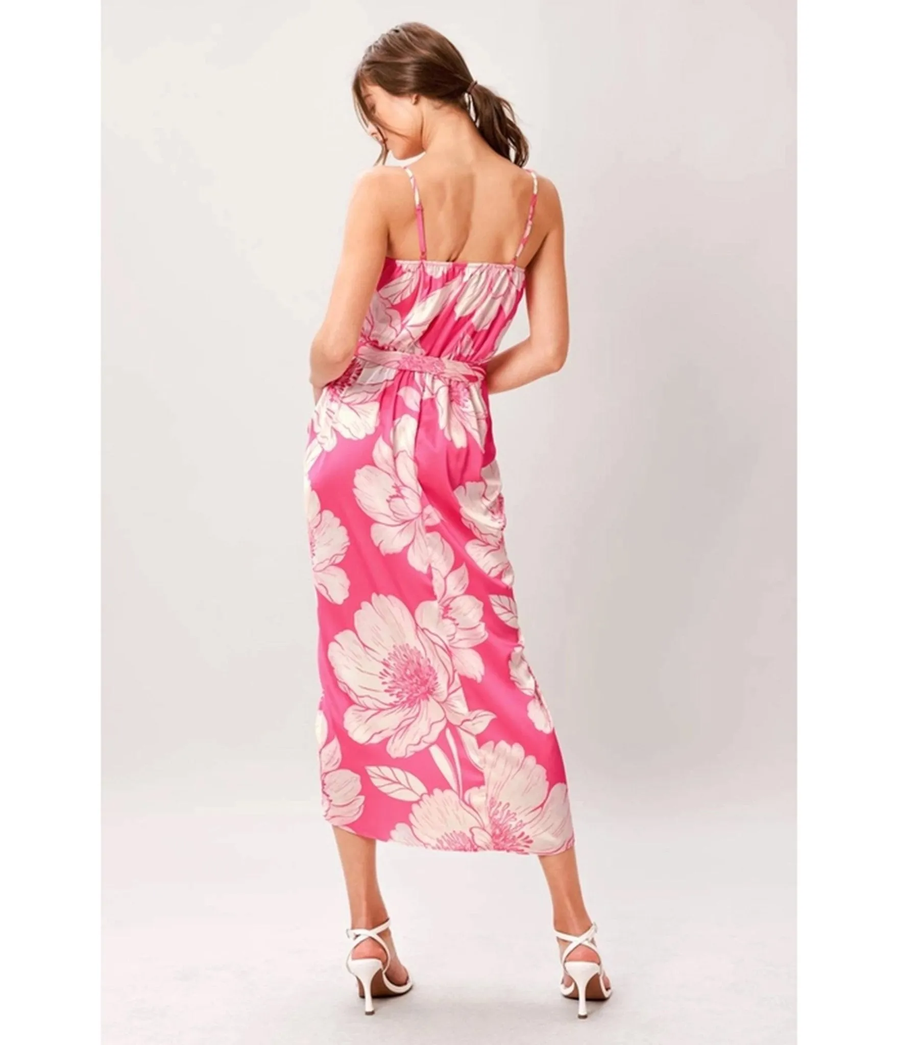 Pink Floral Sarong Midi Dress sold by Unique Vintage product image thumbnail 2