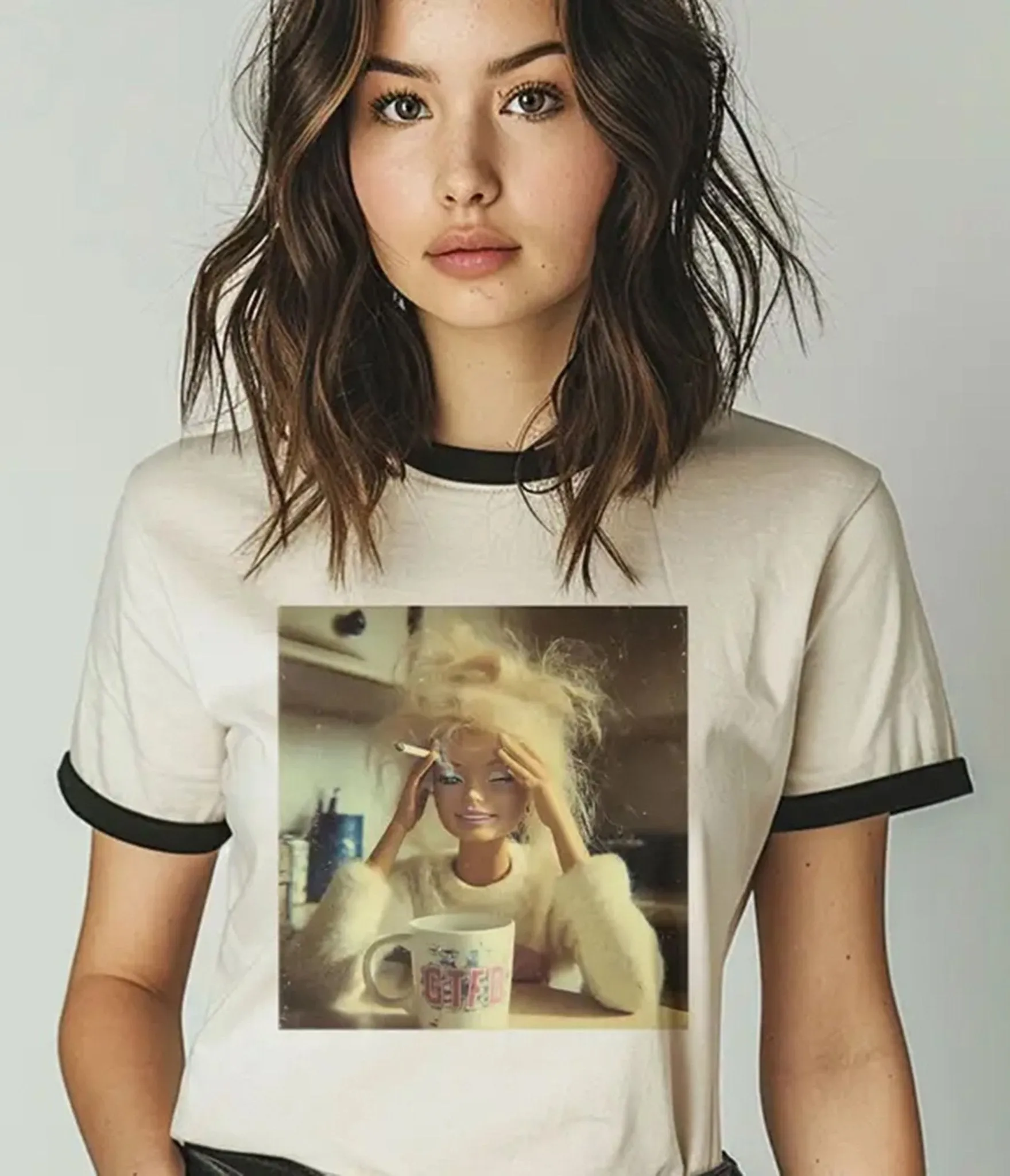 Doll Face Hot Mess Unisex Ringer Graphic Tee sold by Unique Vintage