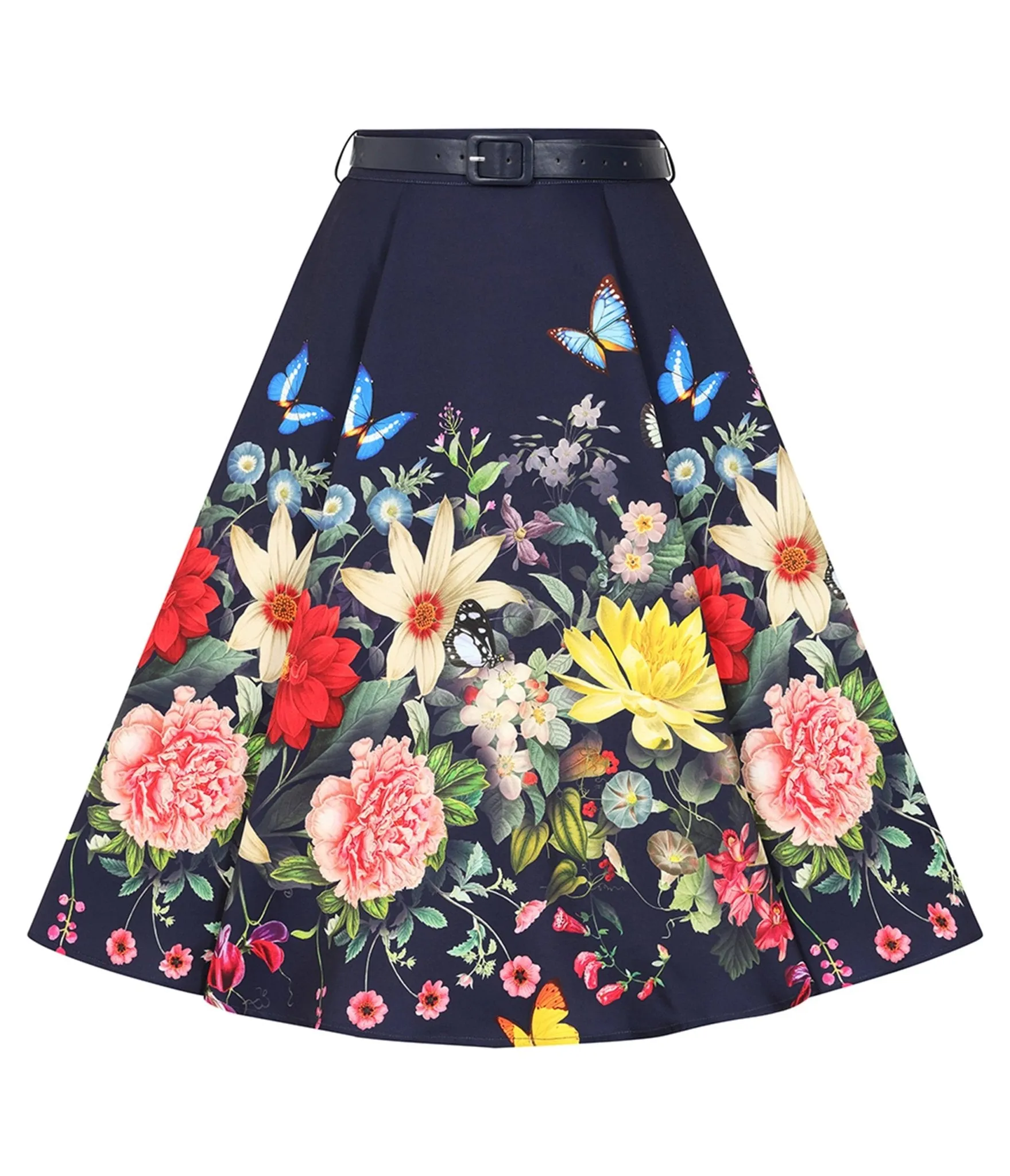Navy Butterfly Meadow Swing Skirt sold by Unique Vintage product image thumbnail 3