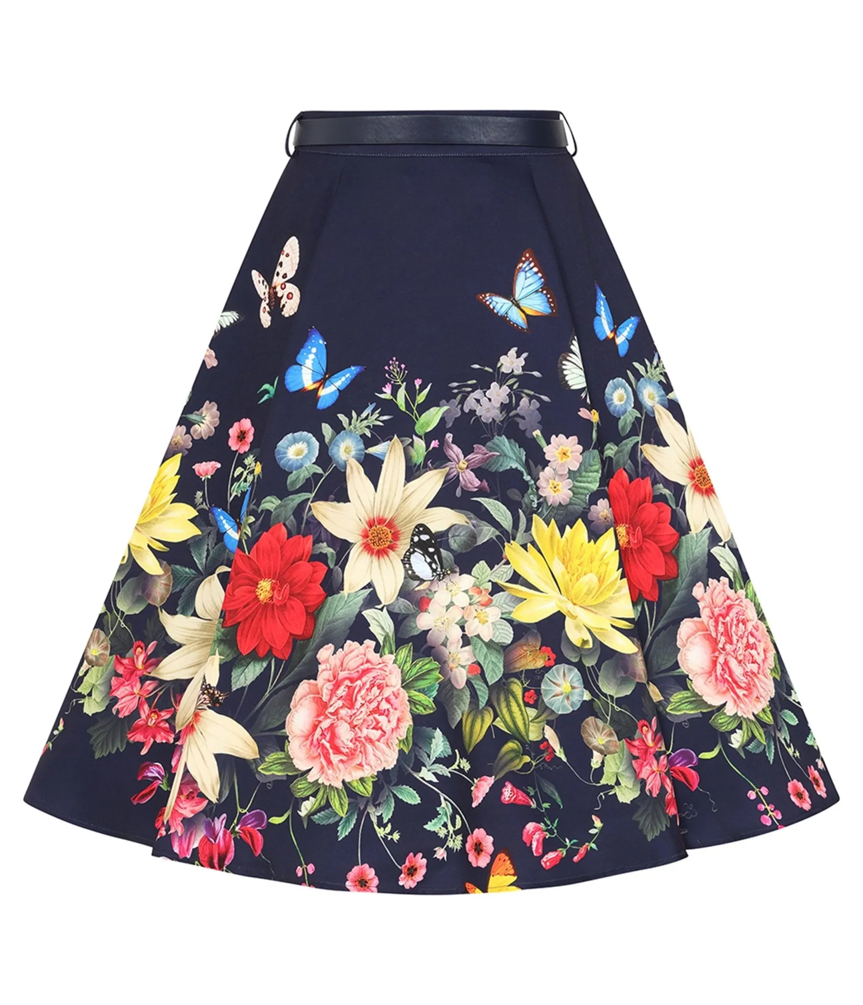 Navy Butterfly Meadow Swing Skirt sold by Unique Vintage product image thumbnail 4