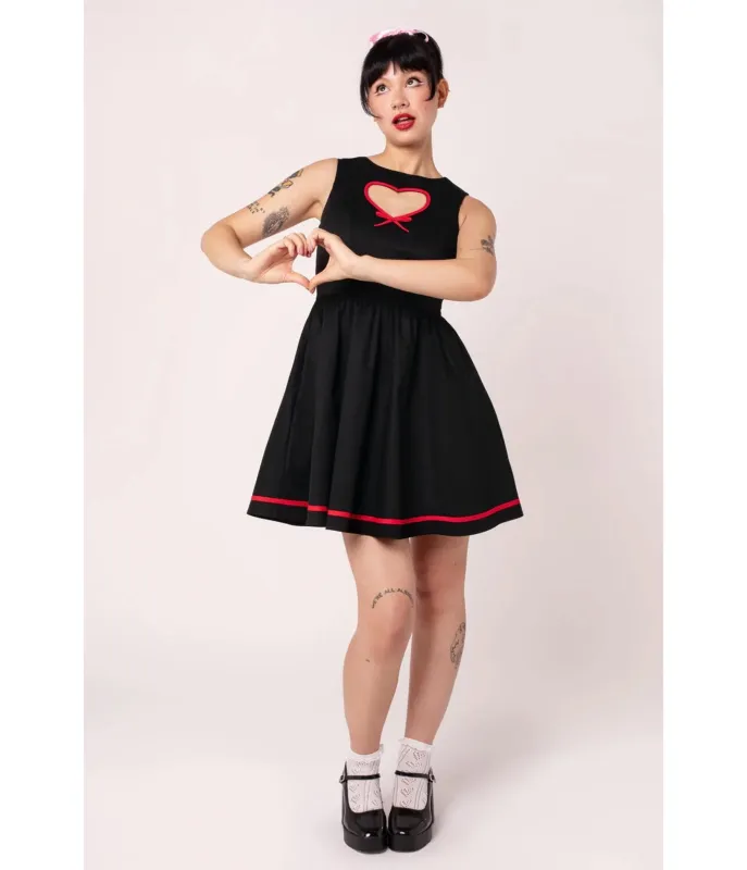 Hell Bunny Black Heart Cutout Lucie Mini Dress made by Unique Vintage