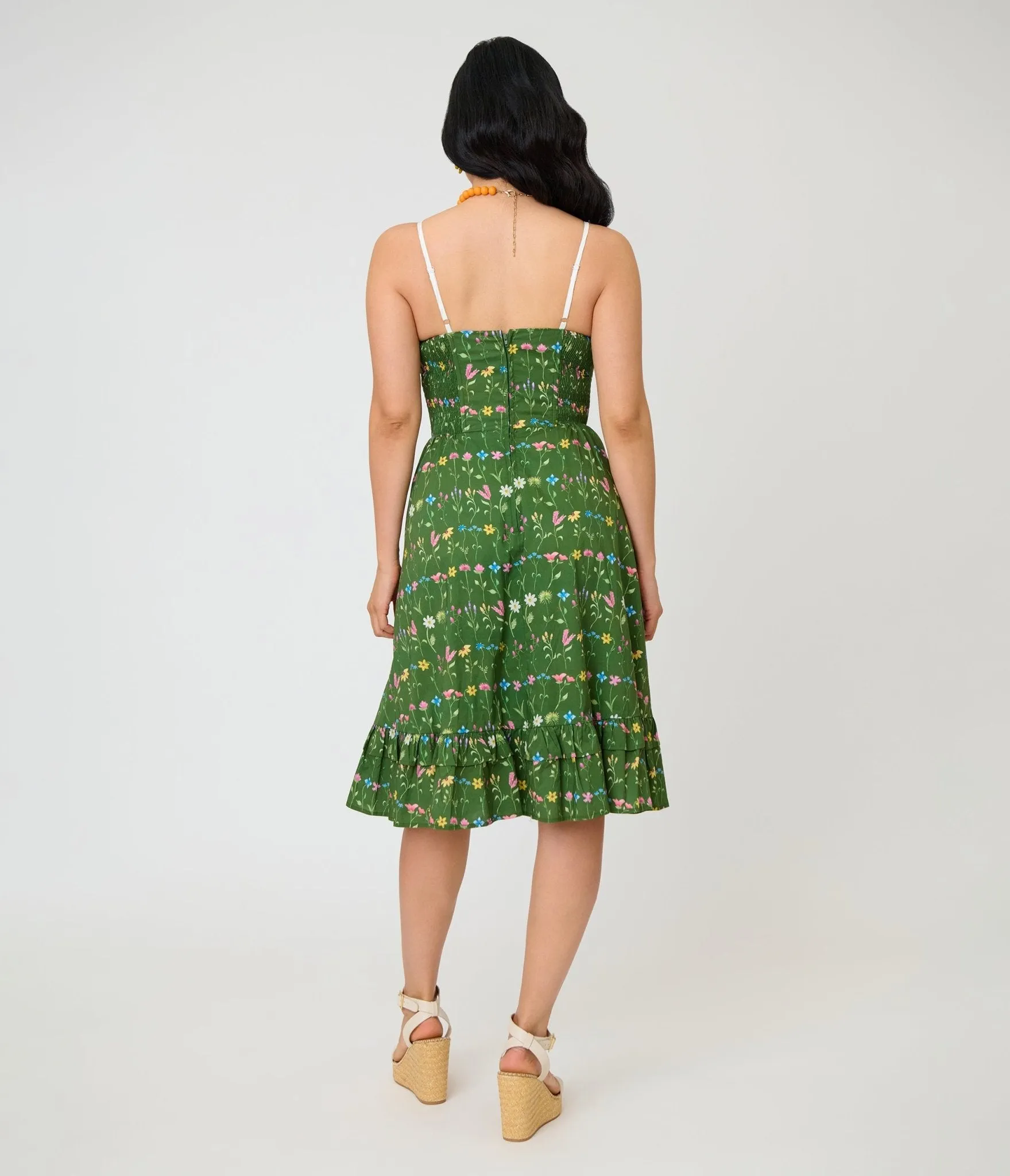 Unique Vintage Green Floral Sweetheart Swing Dress sold by Unique Vintage product image thumbnail 2