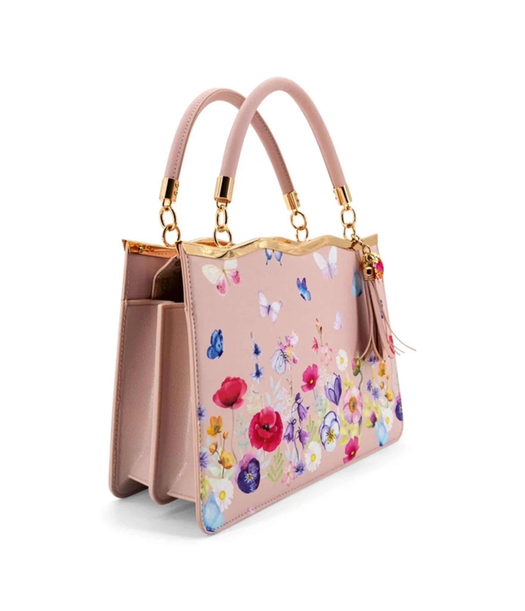 Blush Pink Floral Leatherette Handbag sold by Unique Vintage product image thumbnail 2