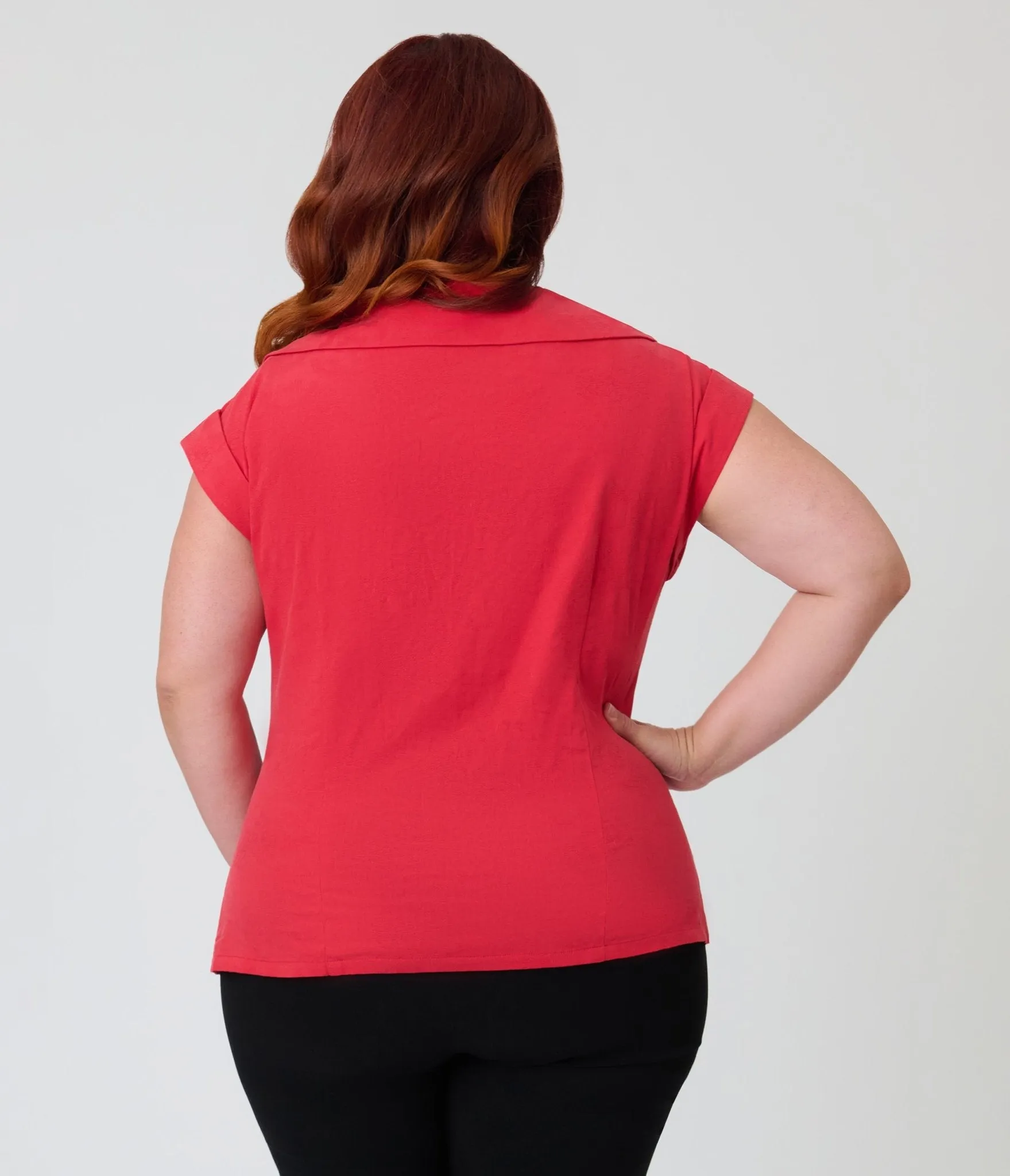 Unique Vintage Plus Size Red Twill Sleeveless Blouse sold by Unique Vintage product image thumbnail 2