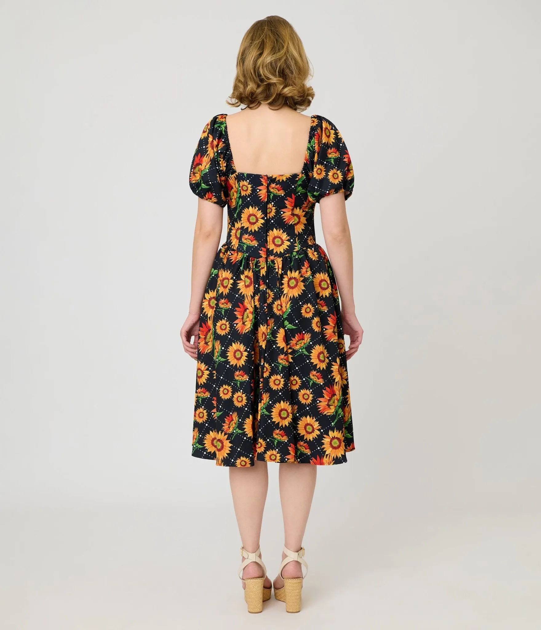 Smak Parlour Black & Sunflower Sweetheart Swing Dress sold by Unique Vintage product image thumbnail 2