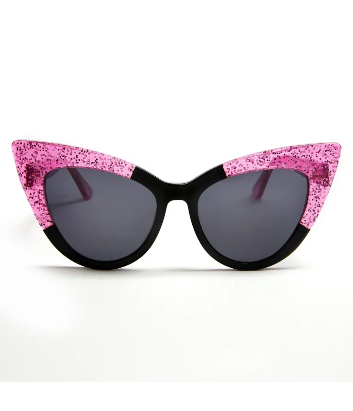 Lux De Ville Black & Pink Queen Bee Sunglasses made by Unique Vintage