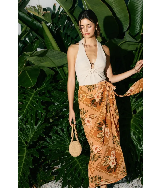 Orange Tropical Print Sarong Skirt made by Dress Forum
