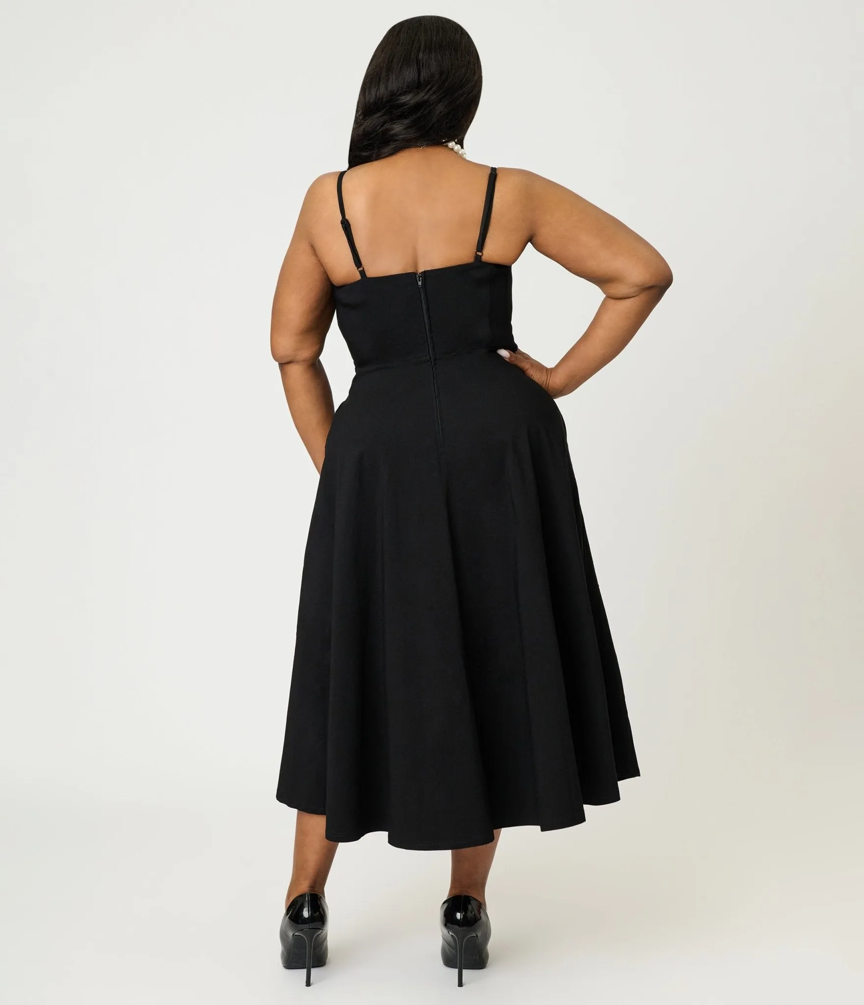 Unique Vintage Plus Size Black Spaghetti Strap Midi Dress sold by Unique Vintage product image thumbnail 2