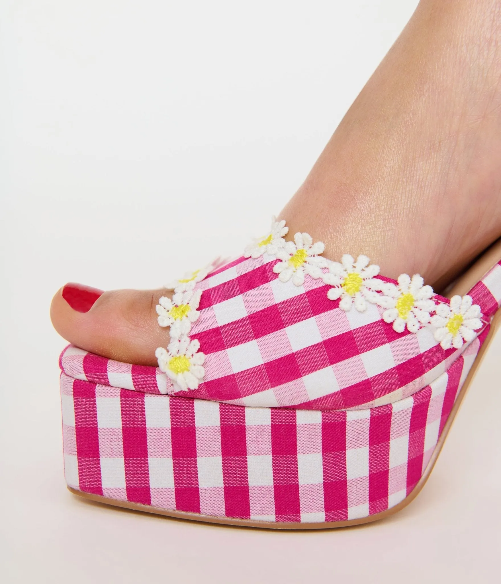 Unique Vintage Pink & White Gingham Platform Heels sold by Unique Vintage product image thumbnail 3