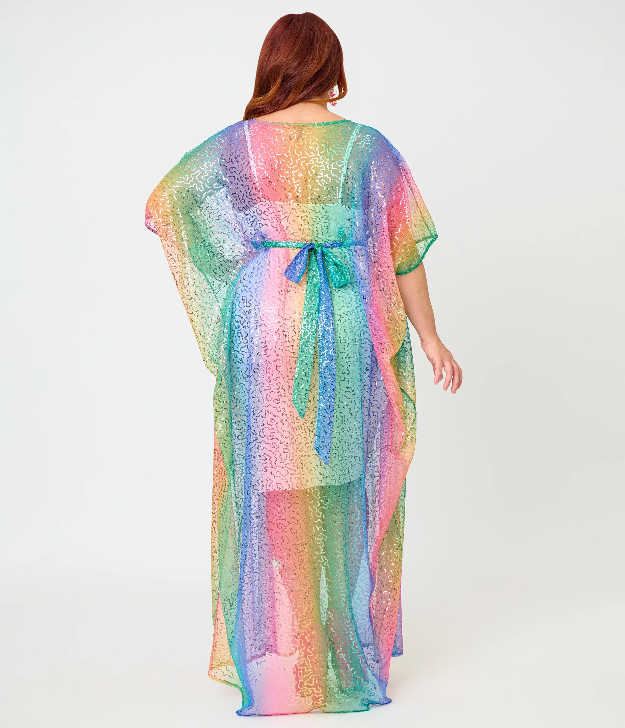 Unique Vintage Rainbow Sequin Mesh Burton Caftan Dress sold by Unique Vintage product image thumbnail 5