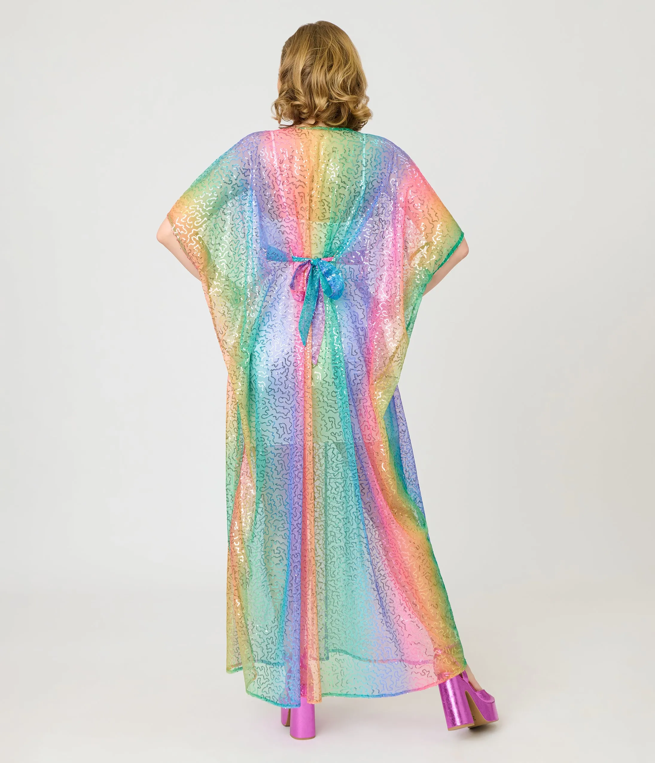 Unique Vintage Rainbow Sequin Mesh Burton Caftan Dress sold by Unique Vintage product image thumbnail 2