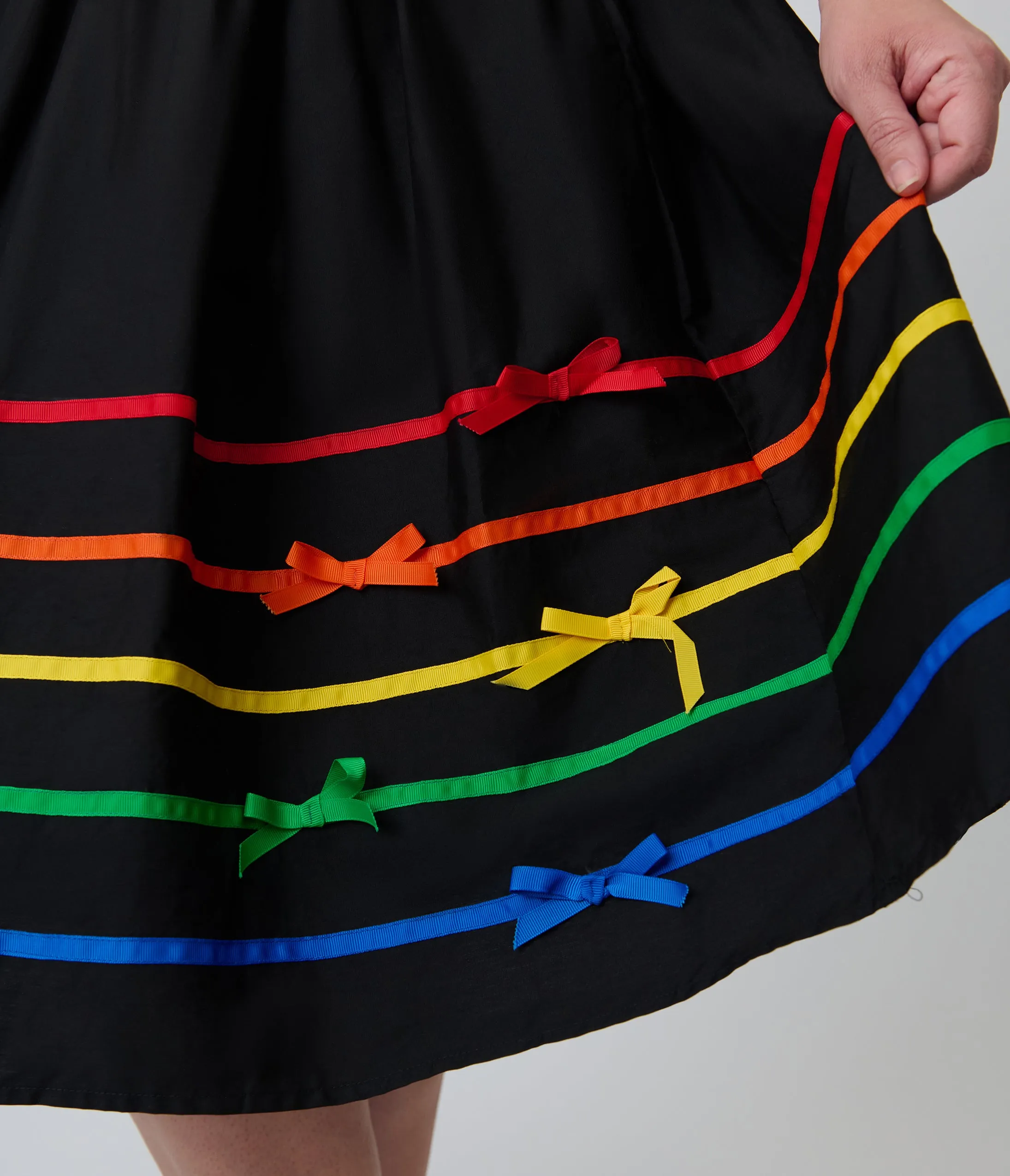 Unique Vintage Plus Size Black & Rainbow Ribbon Bobbie Swing Dress sold by Unique Vintage product image thumbnail 4