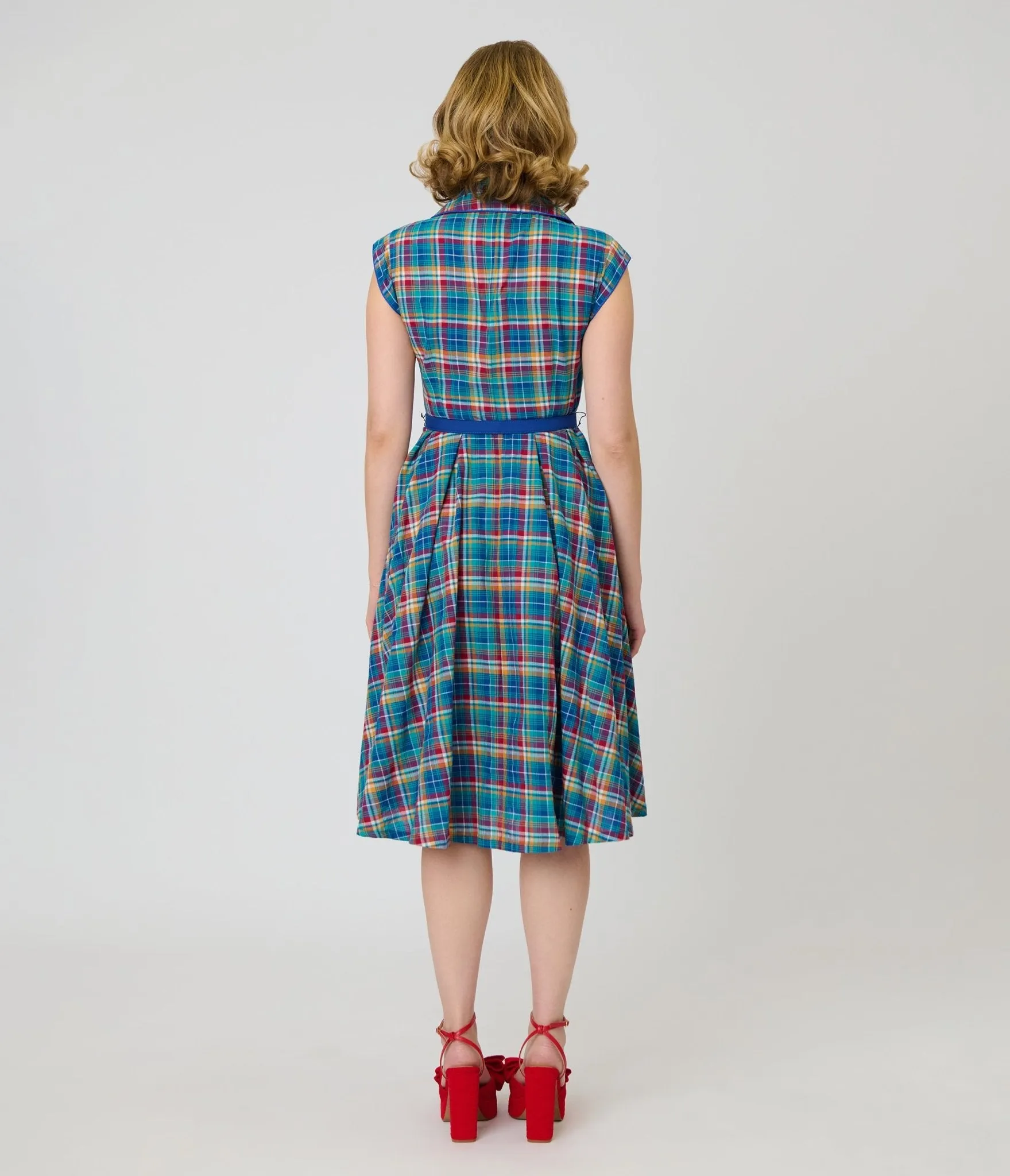 Unique Vintage Blue Madras Plaid Shirt Swing Dress sold by Unique Vintage product image thumbnail 2