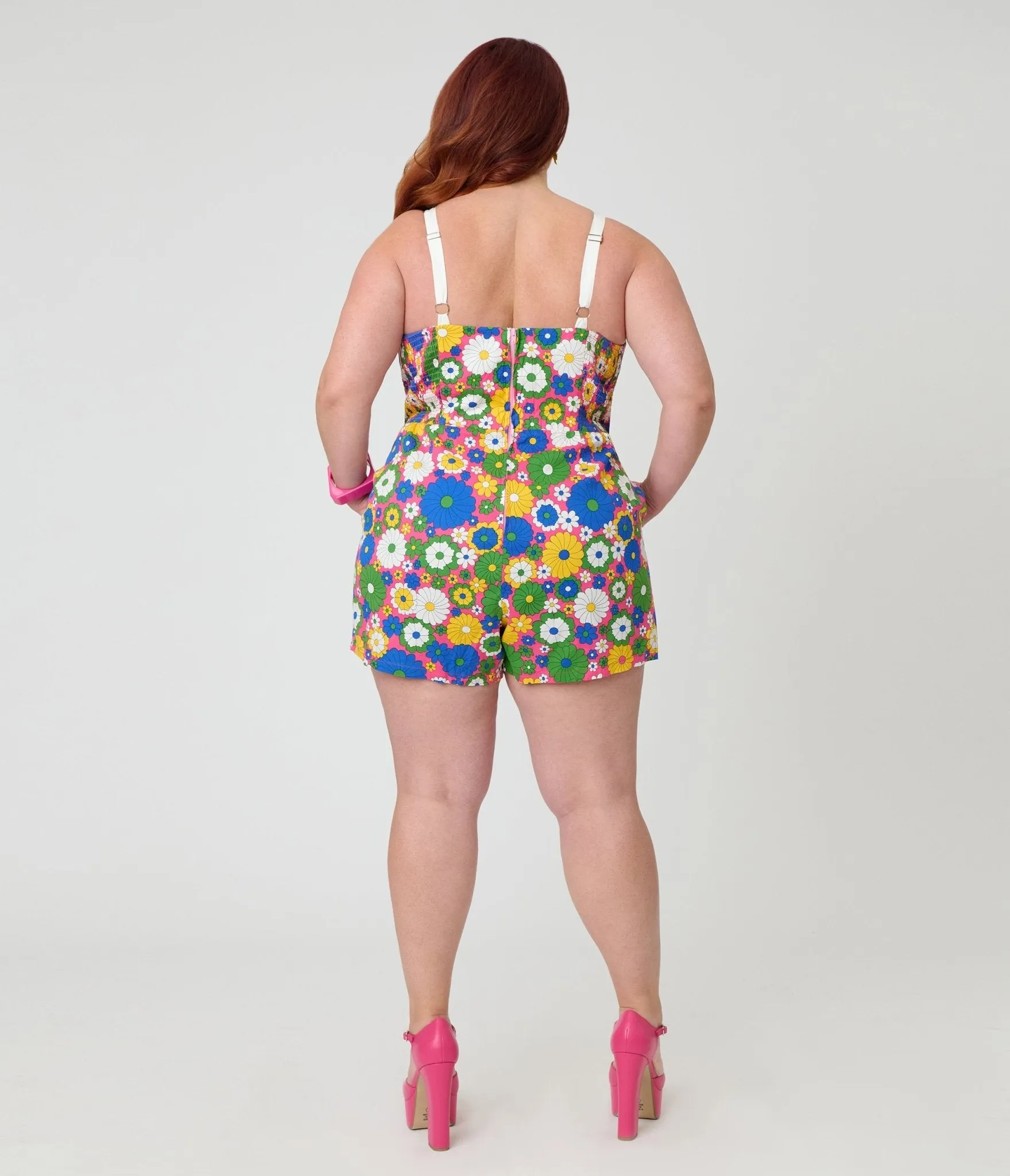 Unique Vintage Plus Size Blue Mod Floral Skirted Dolly Romper sold by Unique Vintage product image thumbnail 2