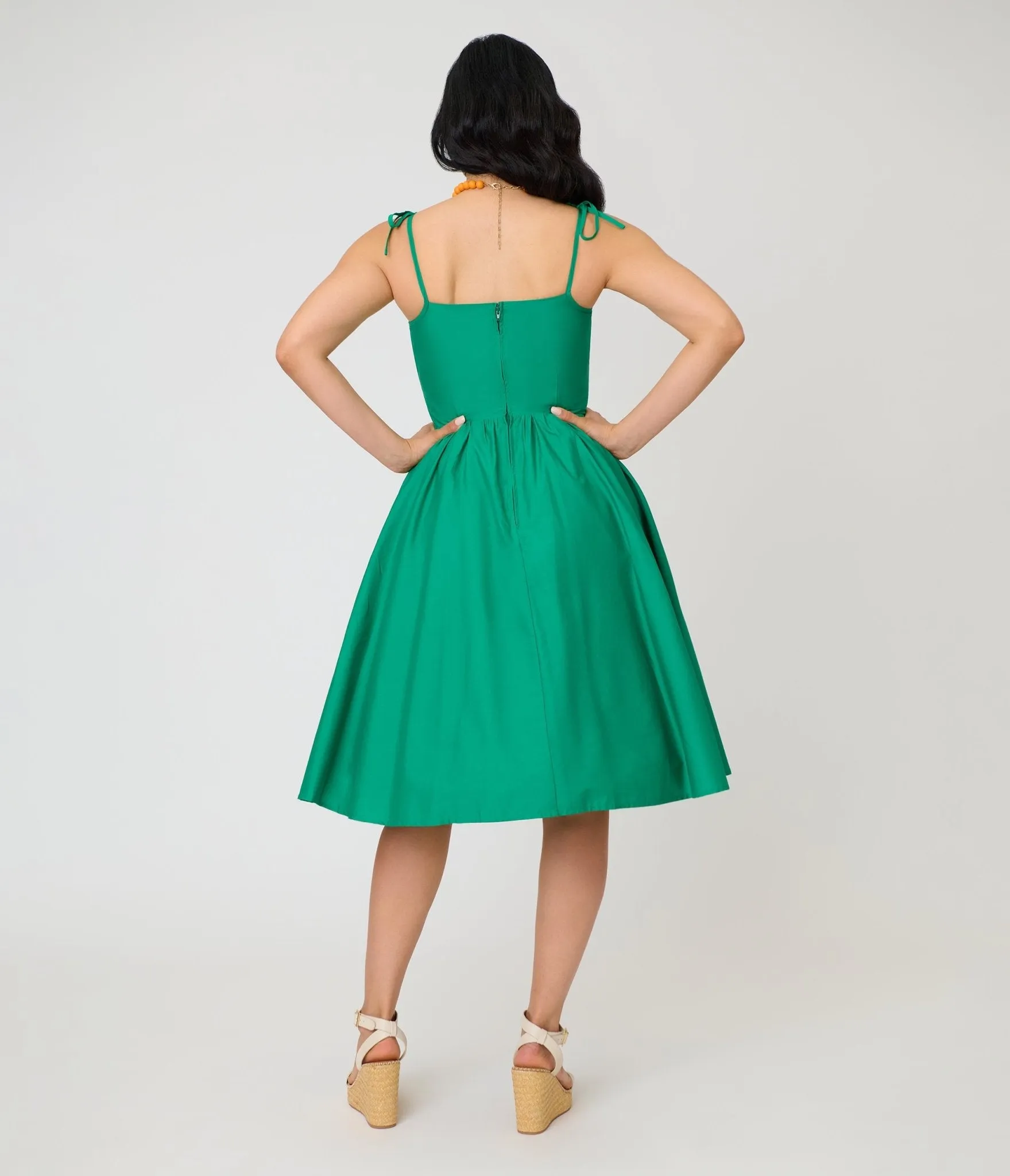 Unique Vintage Green Sleeveless Cotton Swing Dress sold by Unique Vintage product image thumbnail 2